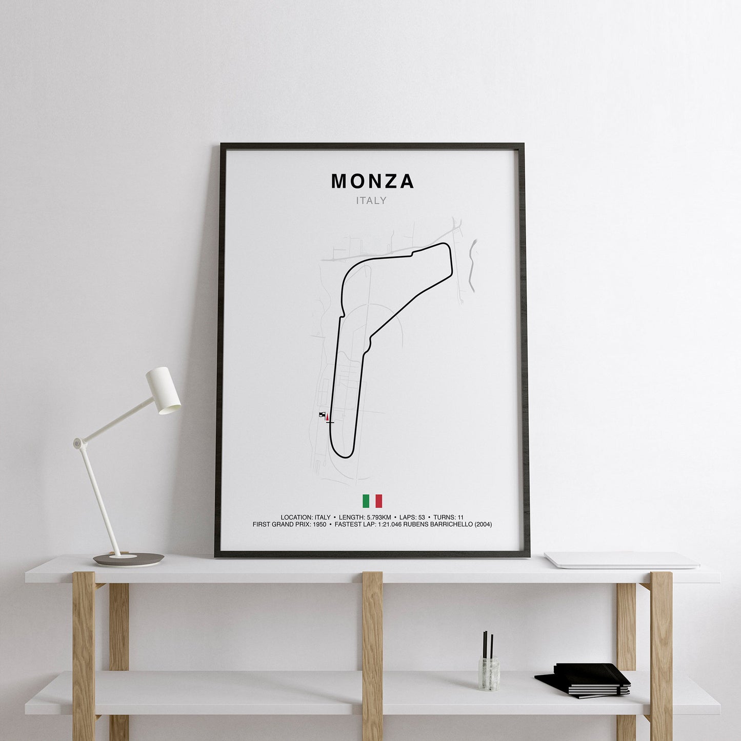 Monza Grand Prix Circuit Print, Formula 1 Track Poster, Office wall art, Gifts for him, F1 race map frame, F1 Poster, Car race fan art, Italian Grand Prix, Autodromo Nazionale Monza, Lewis Hamilton, Rubens Barrichello, GRAN PREMIO D’ITALIA