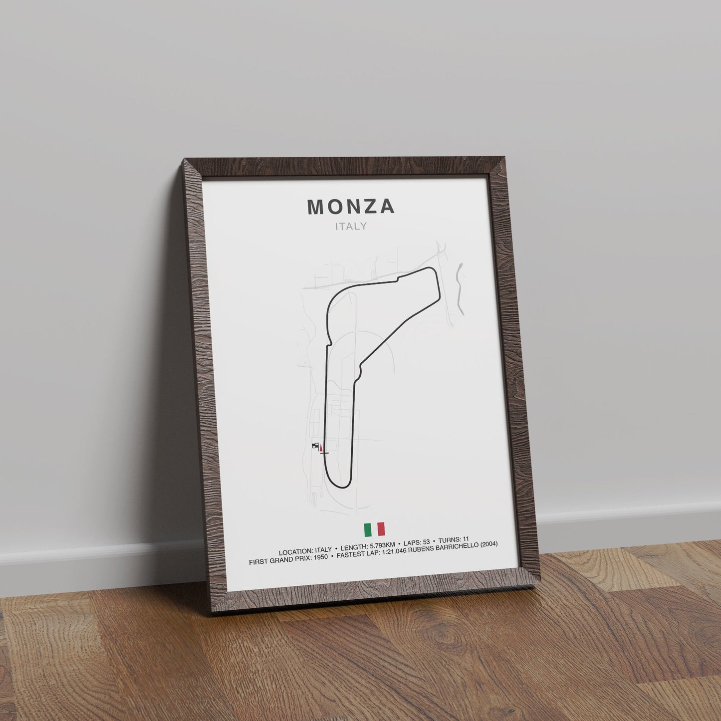 Monza Grand Prix Circuit Print, Formula 1 Track Poster, Office wall art, Gifts for him, F1 race map frame, F1 Poster, Car race fan art, Italian Grand Prix, Autodromo Nazionale Monza, Lewis Hamilton, Rubens Barrichello, GRAN PREMIO D’ITALIA