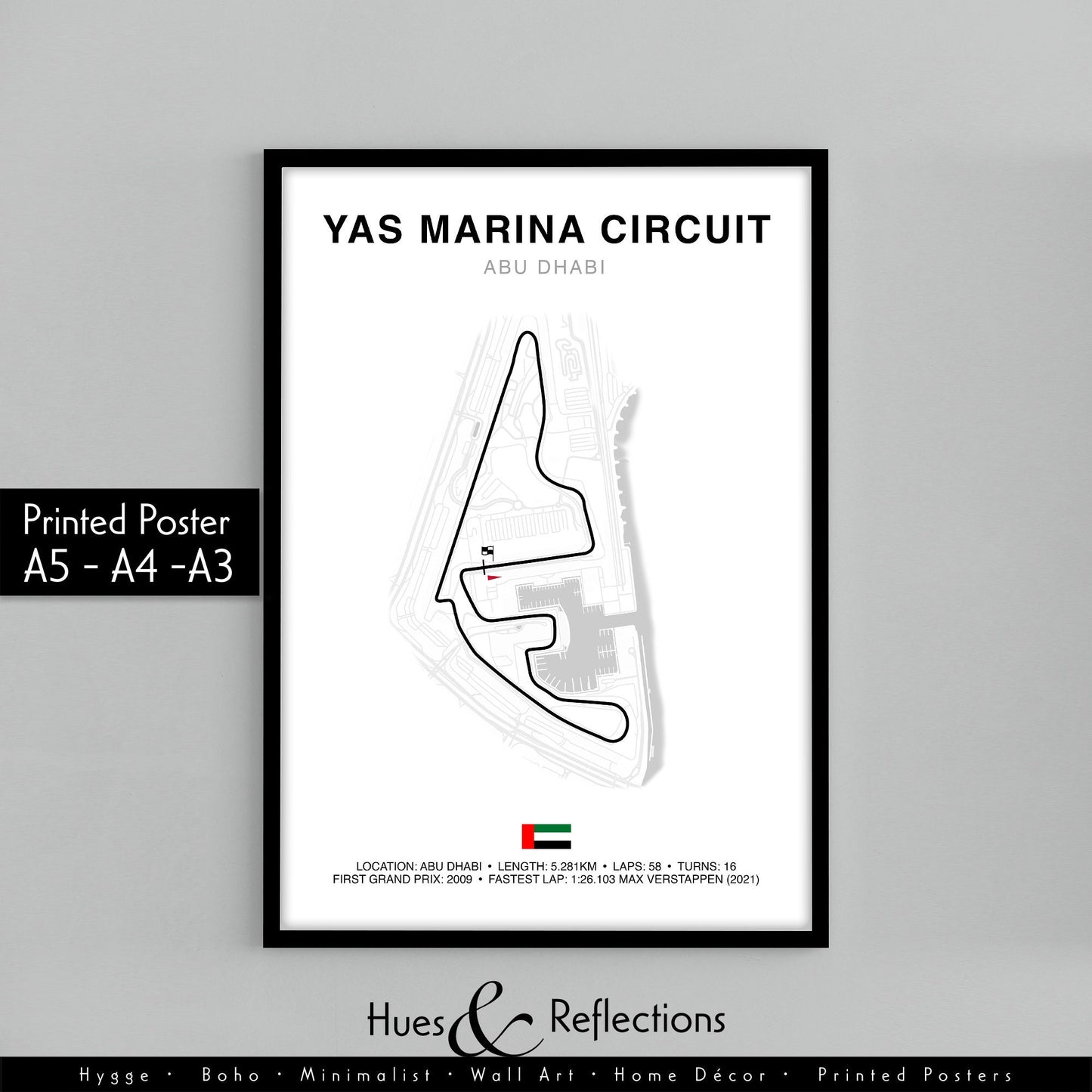 Abu Dhabi Grand Prix, Yas Marina Circuit Circuit Print, Formula 1 Track Poster, Office wall art, Gifts for him, F1 race map frame, F1 Poster, Car race fan art, Max Verstappen, Hamilton F1, Arab Car Race, Middle East Formula One Championship