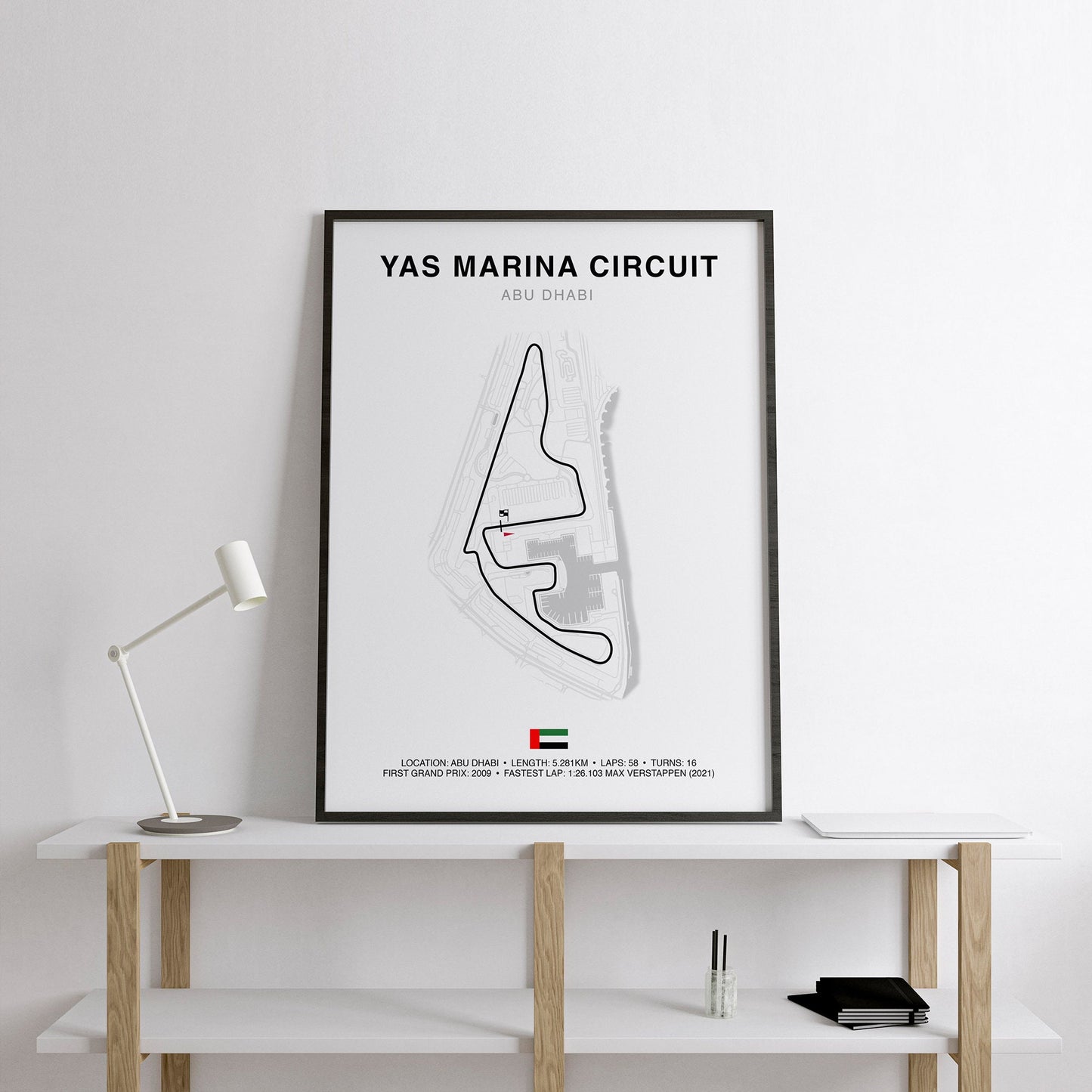 Abu Dhabi Grand Prix, Yas Marina Circuit Circuit Print, Formula 1 Track Poster, Office wall art, Gifts for him, F1 race map frame, F1 Poster, Car race fan art, Max Verstappen, Hamilton F1, Arab Car Race, Middle East Formula One Championship