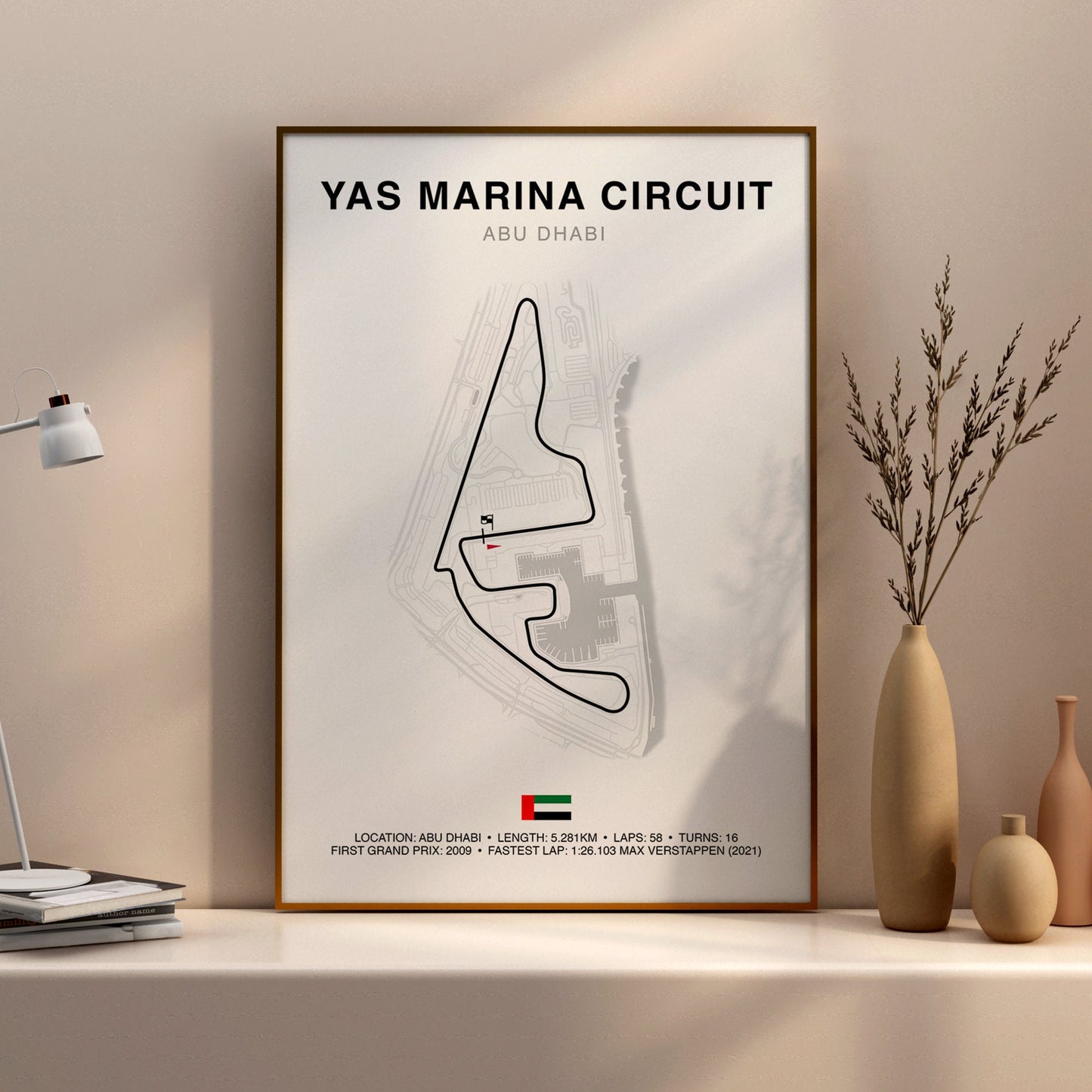 Abu Dhabi Grand Prix, Yas Marina Circuit Circuit Print, Formula 1 Track Poster, Office wall art, Gifts for him, F1 race map frame, F1 Poster, Car race fan art, Max Verstappen, Hamilton F1, Arab Car Race, Middle East Formula One Championship