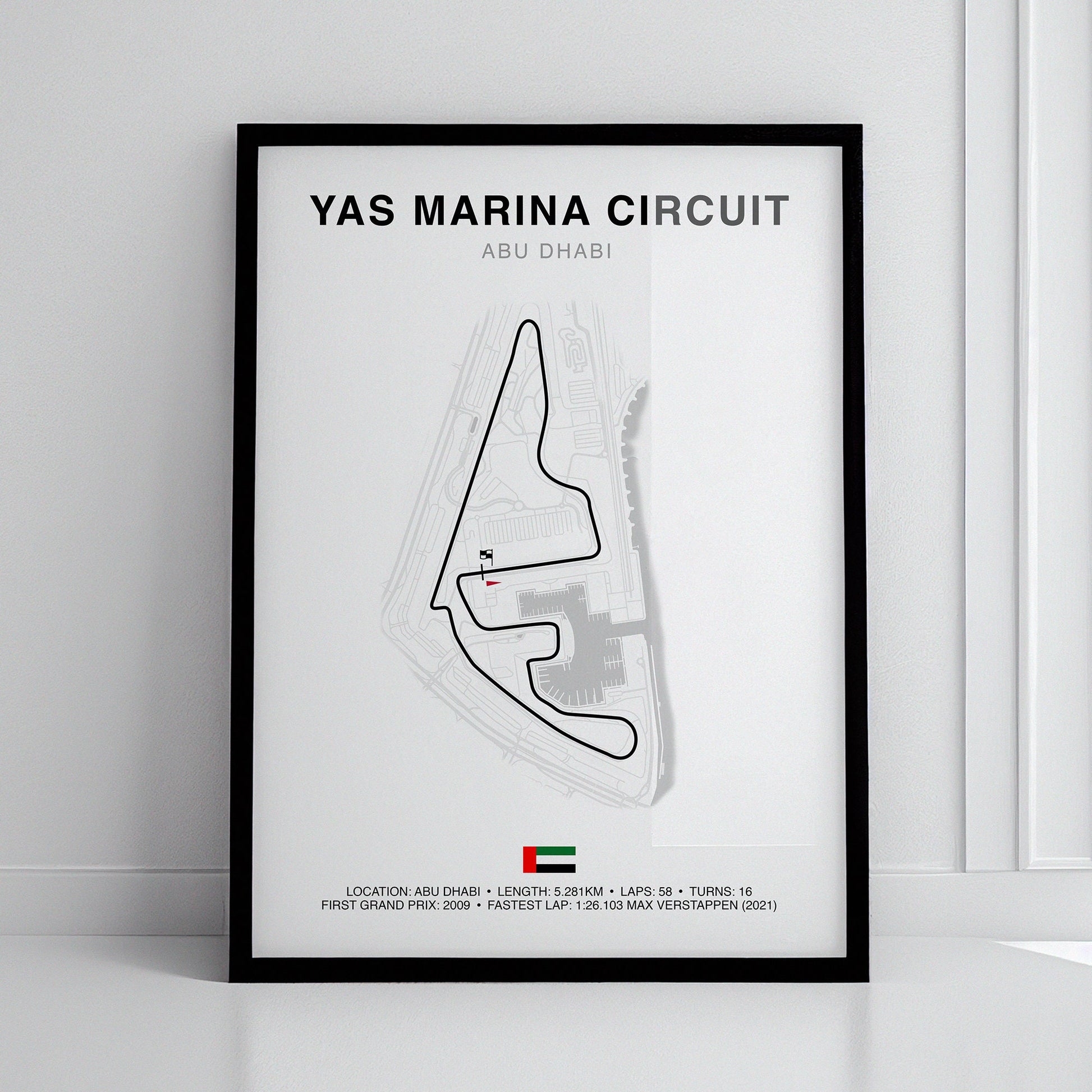 Abu Dhabi Grand Prix, Yas Marina Circuit Circuit Print, Formula 1 Track Poster, Office wall art, Gifts for him, F1 race map frame, F1 Poster, Car race fan art, Max Verstappen, Hamilton F1, Arab Car Race, Middle East Formula One Championship