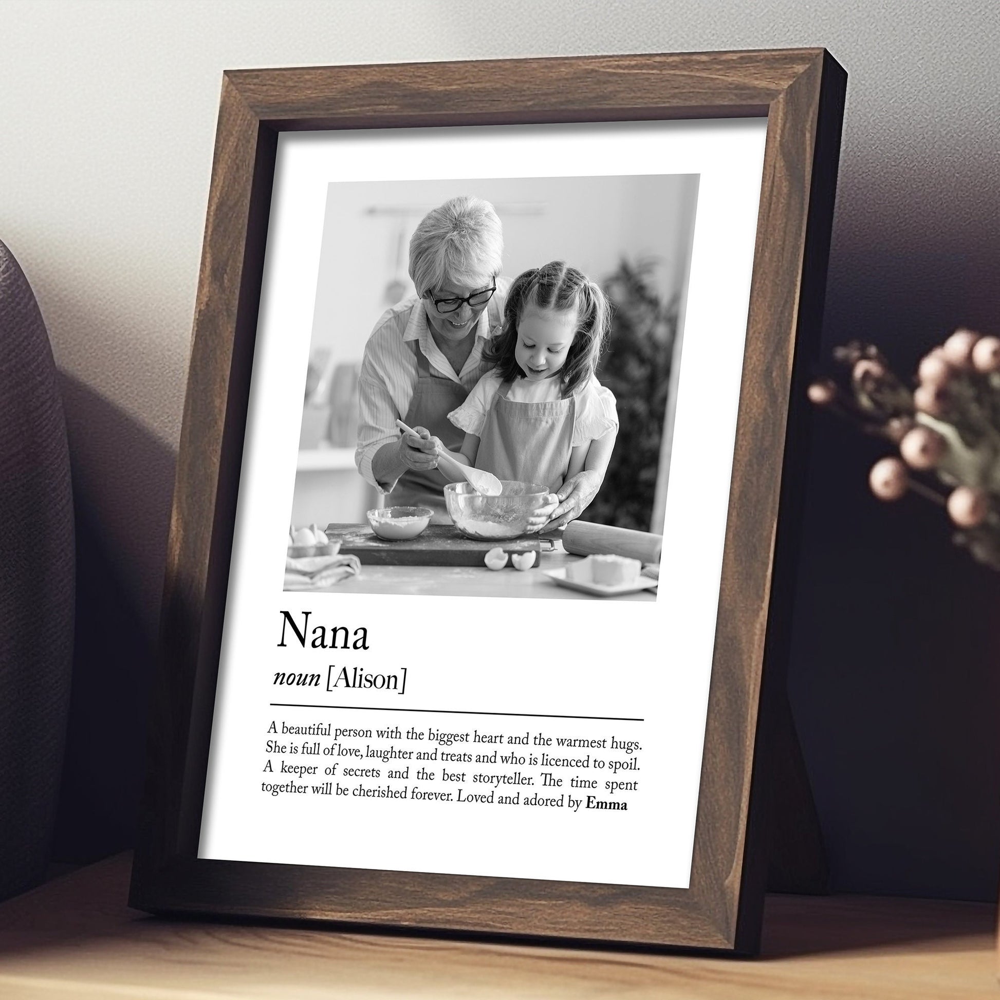 Personalised Grandmother, Nan, Nana, Nanny, Granny, Grandma definition print - Custom gift with photo for Grandmother birthday gift, Nans Christmas present, Photo Gift, Mothers day gift Quote, grand kids, grand children, Thoughtful grand mother gift