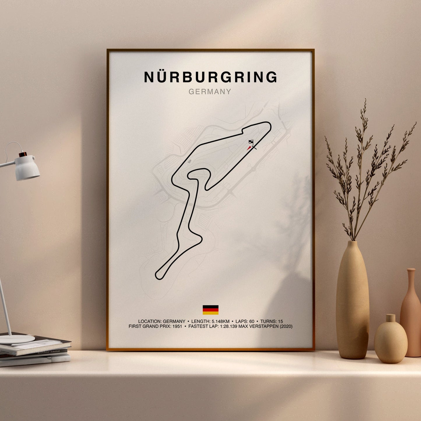 Nurburgring Grand Prix Circuit Print, Formula 1 Track Poster, Office wall art, Gifts for him, F1 race map frame, F1 Poster, Car race fan art, German Grand Prix, Max Verstappen,