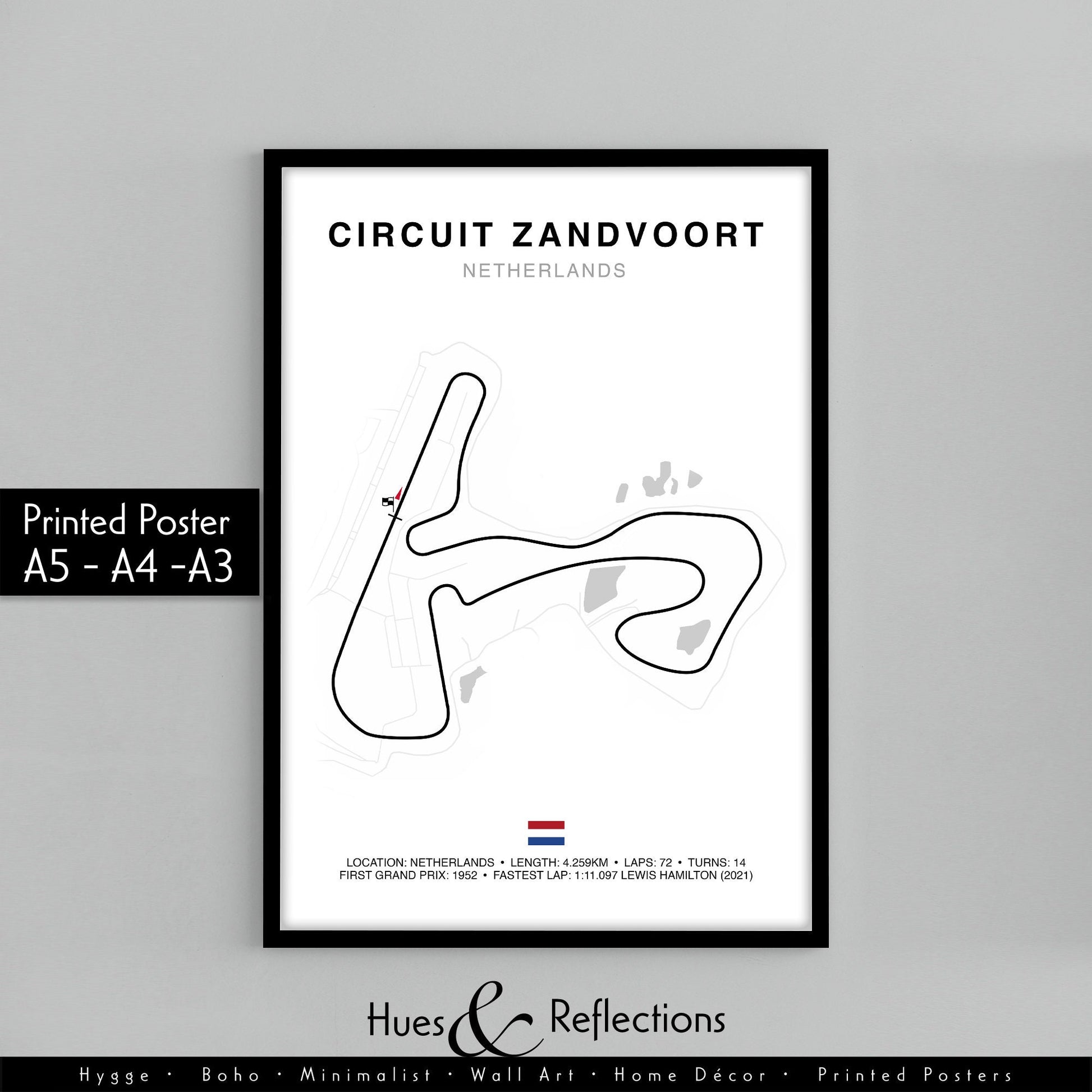 Zandvoort Grand Prix Circuit Print, Formula 1 Track Poster, Office wall art, Gifts for him, F1 race map frame, F1 Poster, Car race fan art, Dutch Grand Prix, Netherlands Circuit