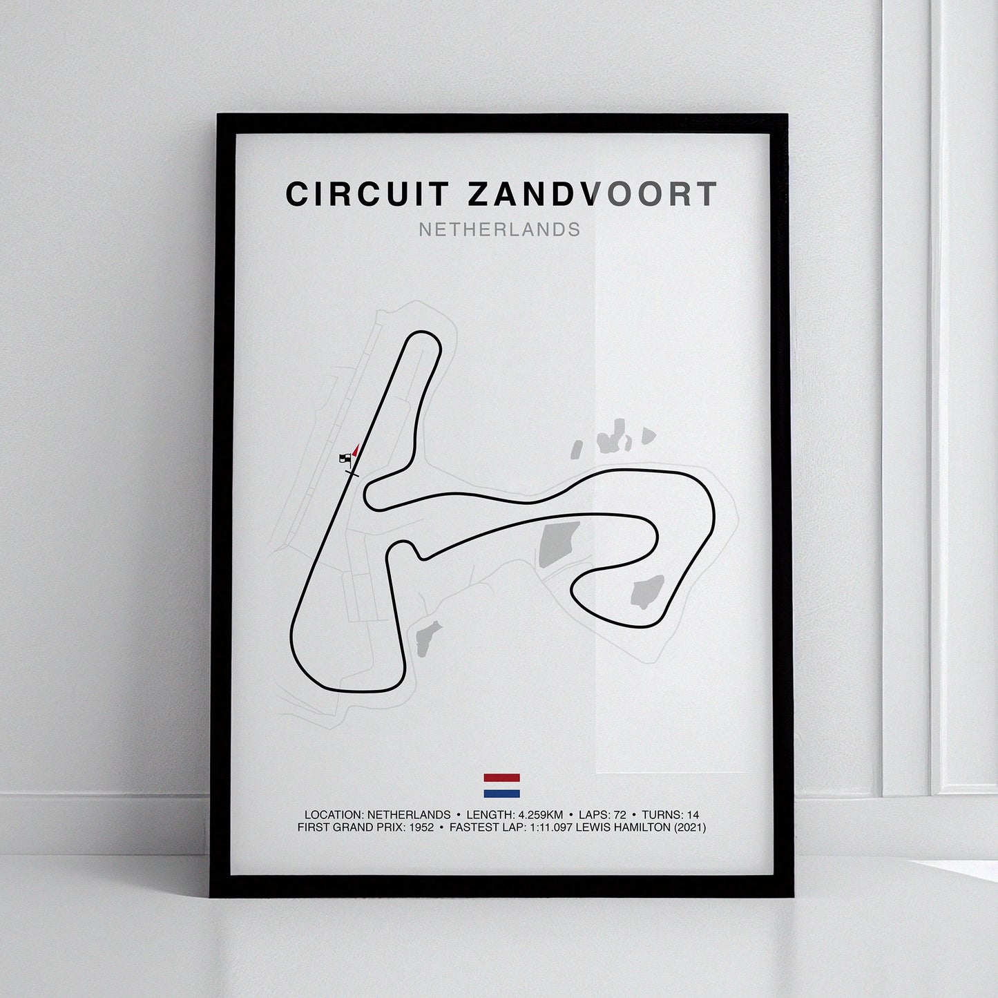 Zandvoort Grand Prix Circuit Print, Formula 1 Track Poster, Office wall art, Gifts for him, F1 race map frame, F1 Poster, Car race fan art, Dutch Grand Prix, Netherlands Circuit