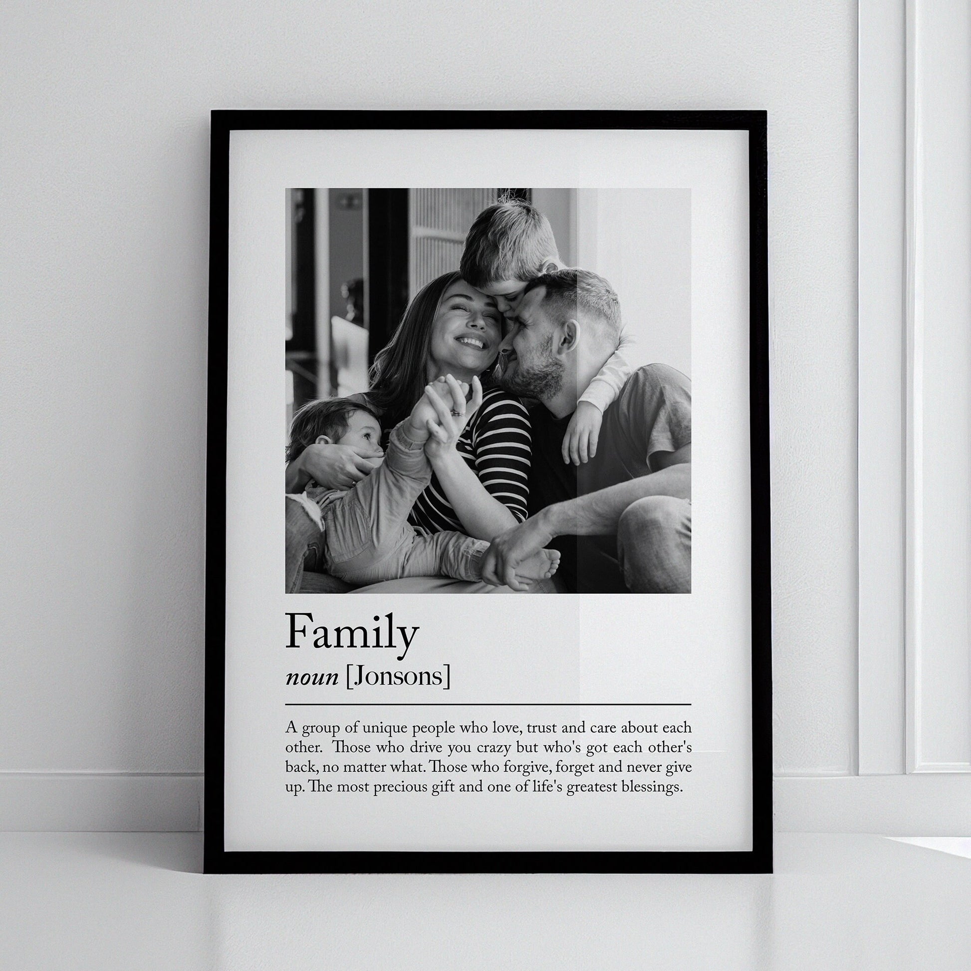 family photo gift, family poster, family photo gift, family portrait, gift for family, family quote print, personalised wall art, family print, family definition, definition wall art, family wall print, family names print, new home wall art,