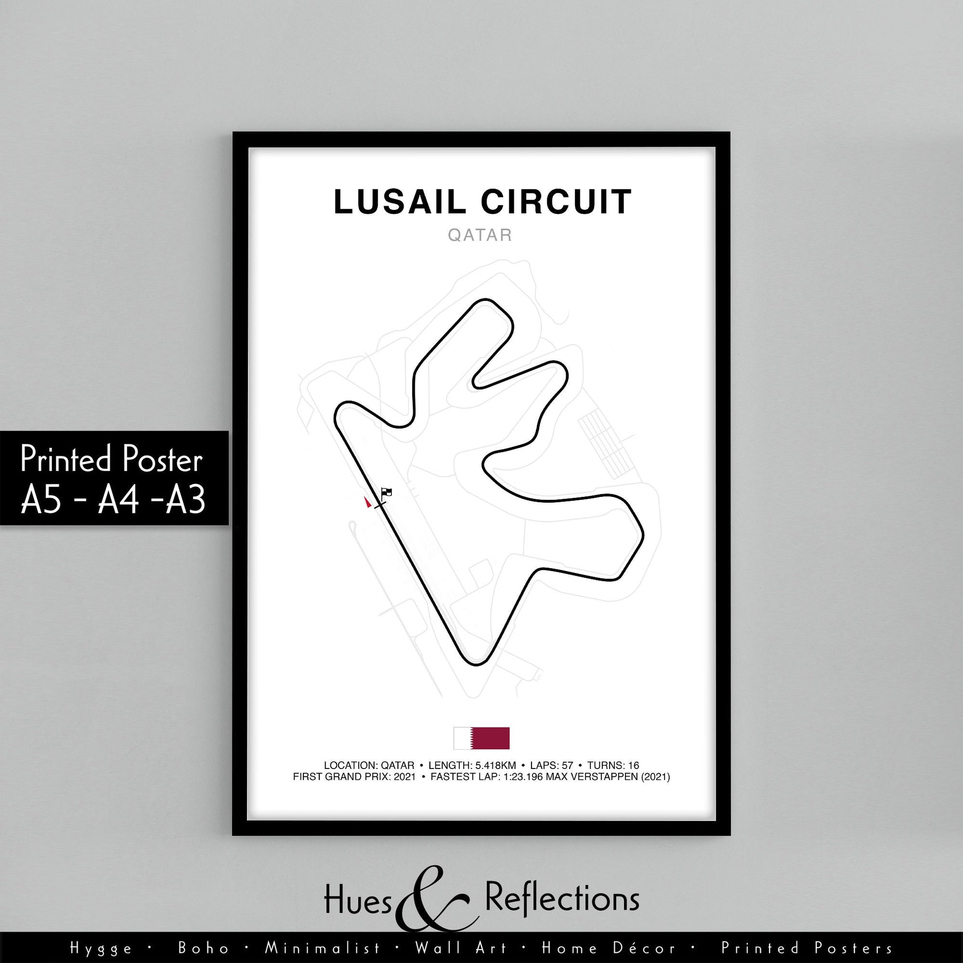 FORMULA 1 QATAR AIRWAYS QATAR GRAND PRIX 2023 Grand Prix Circuit Print, Formula 1 Track Poster, Office wall art, Gifts for him, F1 race map frame, F1 Poster, Car race fan art, Lusail International Circuit, Max Emilian Verstappen, Hamilton, Alonzo,