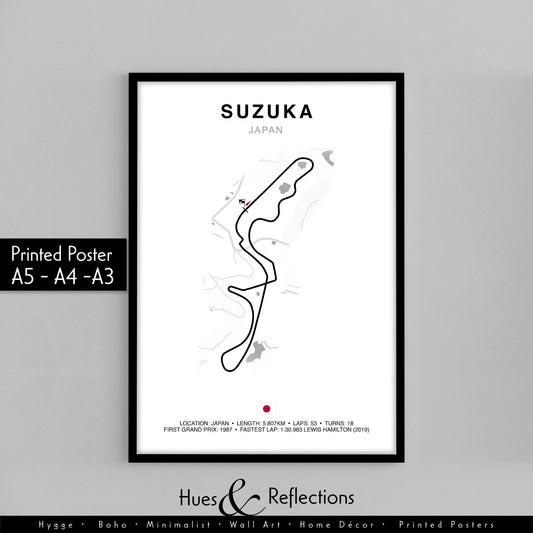 Suzuka Grand Prix Circuit Print, Formula 1 Track Poster, Office wall art, Gifts for him, F1 race map frame, F1 Poster, Car race fan art, Japan, Japanese Circuit, Suzuka International Racing Course, Tokyo drift