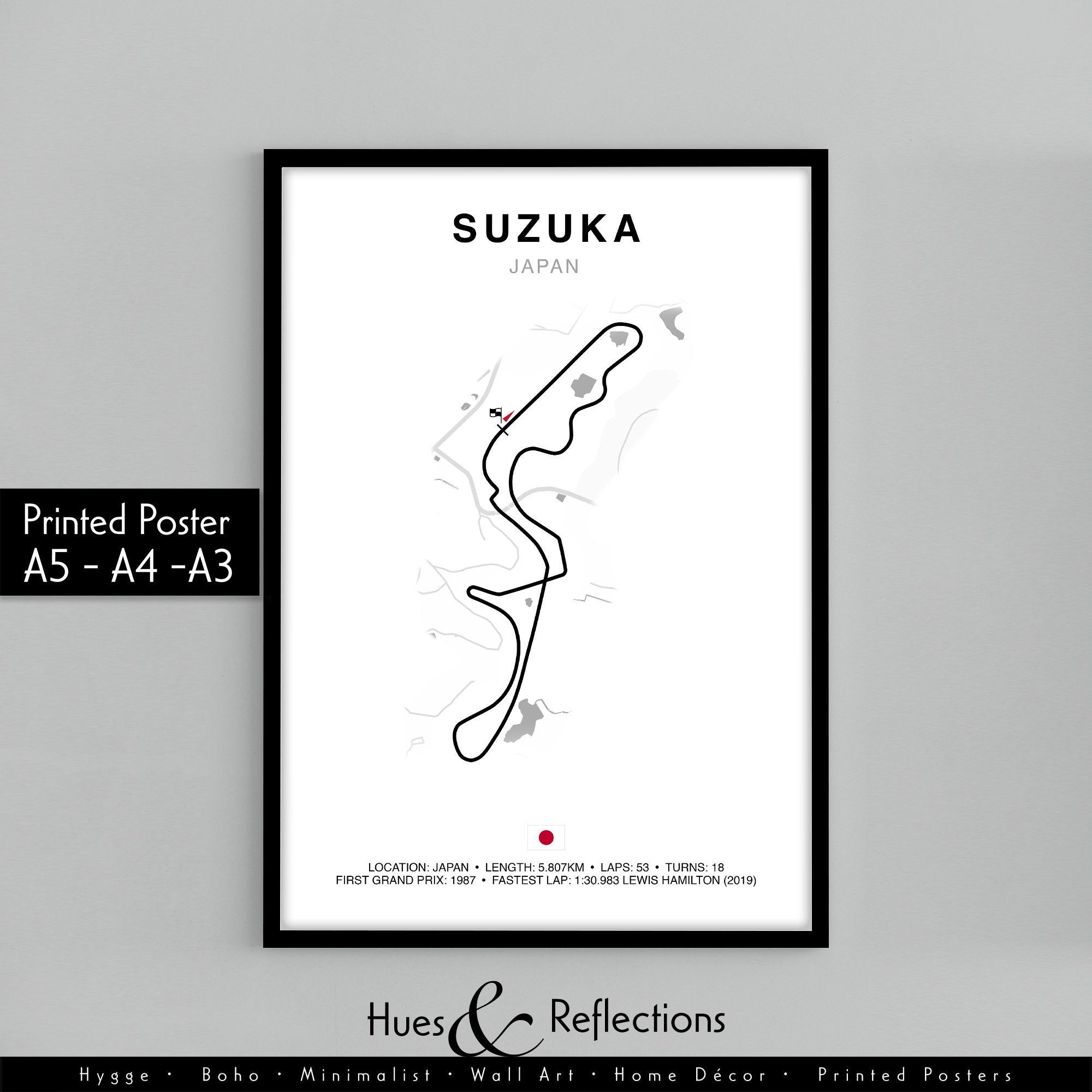 Japanese Grand Prix Circuit Print, Suzuka Formula 1 Track Poster