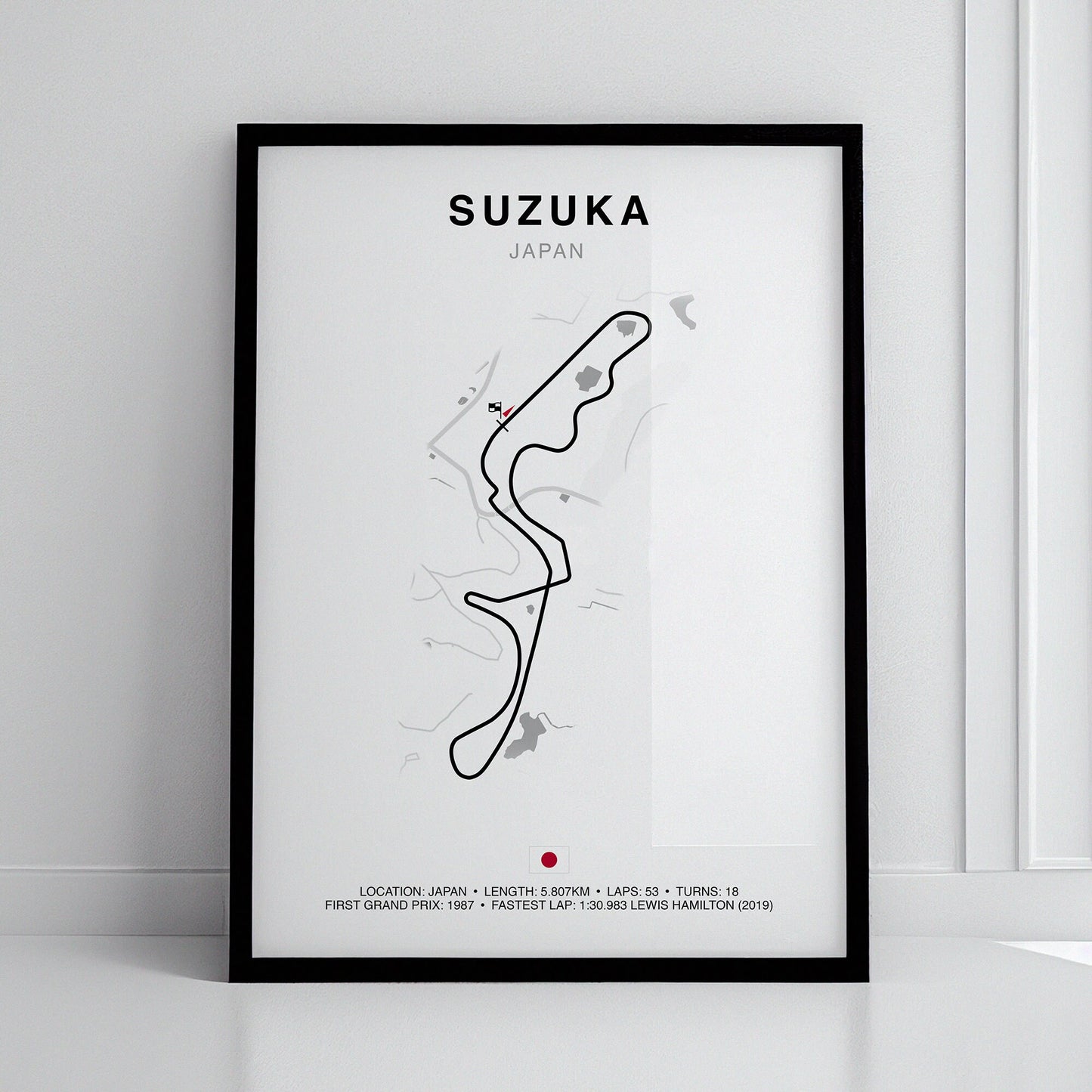 Suzuka Grand Prix Circuit Print, Formula 1 Track Poster, Office wall art, Gifts for him, F1 race map frame, F1 Poster, Car race fan art, Japan, Japanese Circuit, Suzuka International Racing Course, Tokyo drift