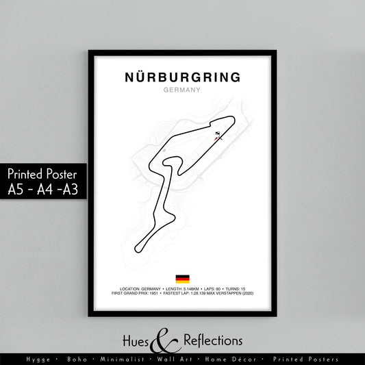 Nürburgring Grand Prix Circuit Print, Formula 1 Track Poster, Office wall art, Gifts for him, F1 race map frame, F1 Poster, Car race fan art, German Grand Prix, Max Verstappen,