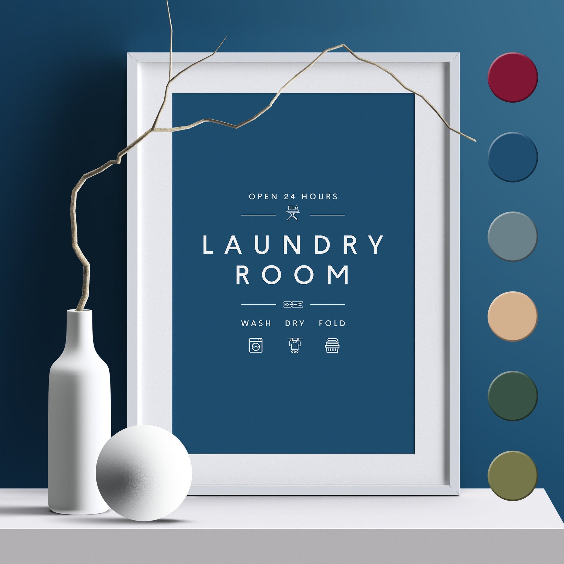 Laundry care symbol guide. Ideal gift for housewarming. Complement your minimalist house decoration with this handy guide for laundry. Frame for laundry room. Poster for laundrette. Black and white picture for bathroom. Cloth washing signs gift idea