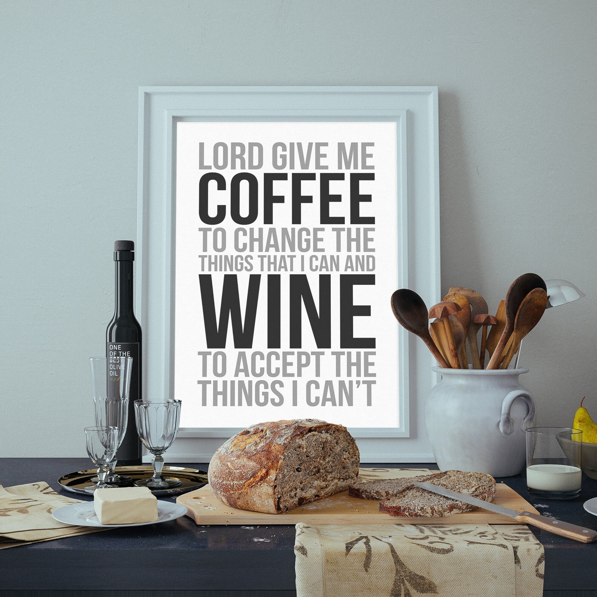 Lord Give Me Coffee To Change The Things That I Can And Wine To Accept The Things I Can&#39;t, Wine Plaque, Wine Decoration, Wine Signs, Wine Saying, House Warming Gift, Bar Print, Bar Wall art, Kitchen Quote, Wall Arts, Home Trend, Text Print