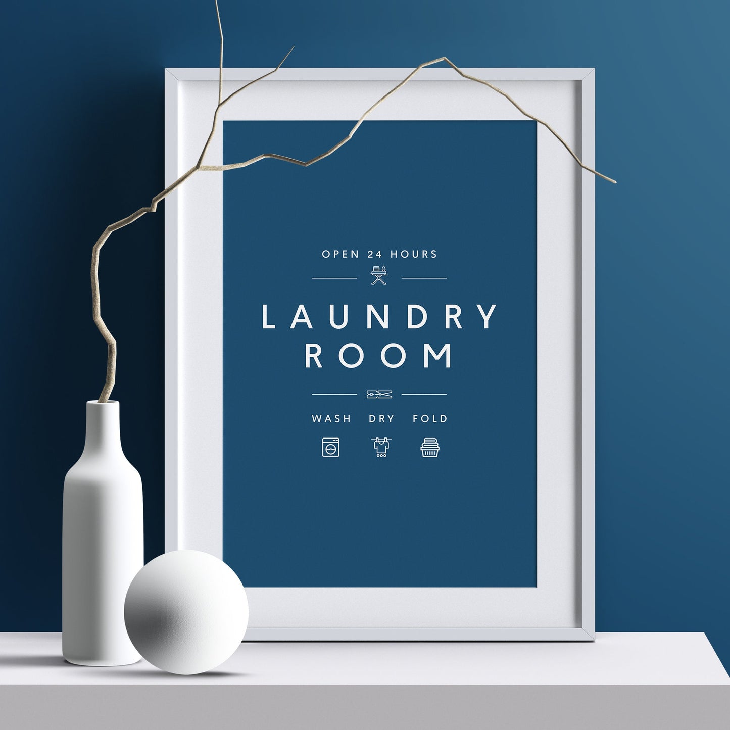 Laundry care symbol guide. Ideal gift for housewarming. Complement your minimalist house decoration with this handy guide for laundry. Frame for laundry room. Poster for laundrette. Black and white picture for bathroom. Cloth washing signs gift idea