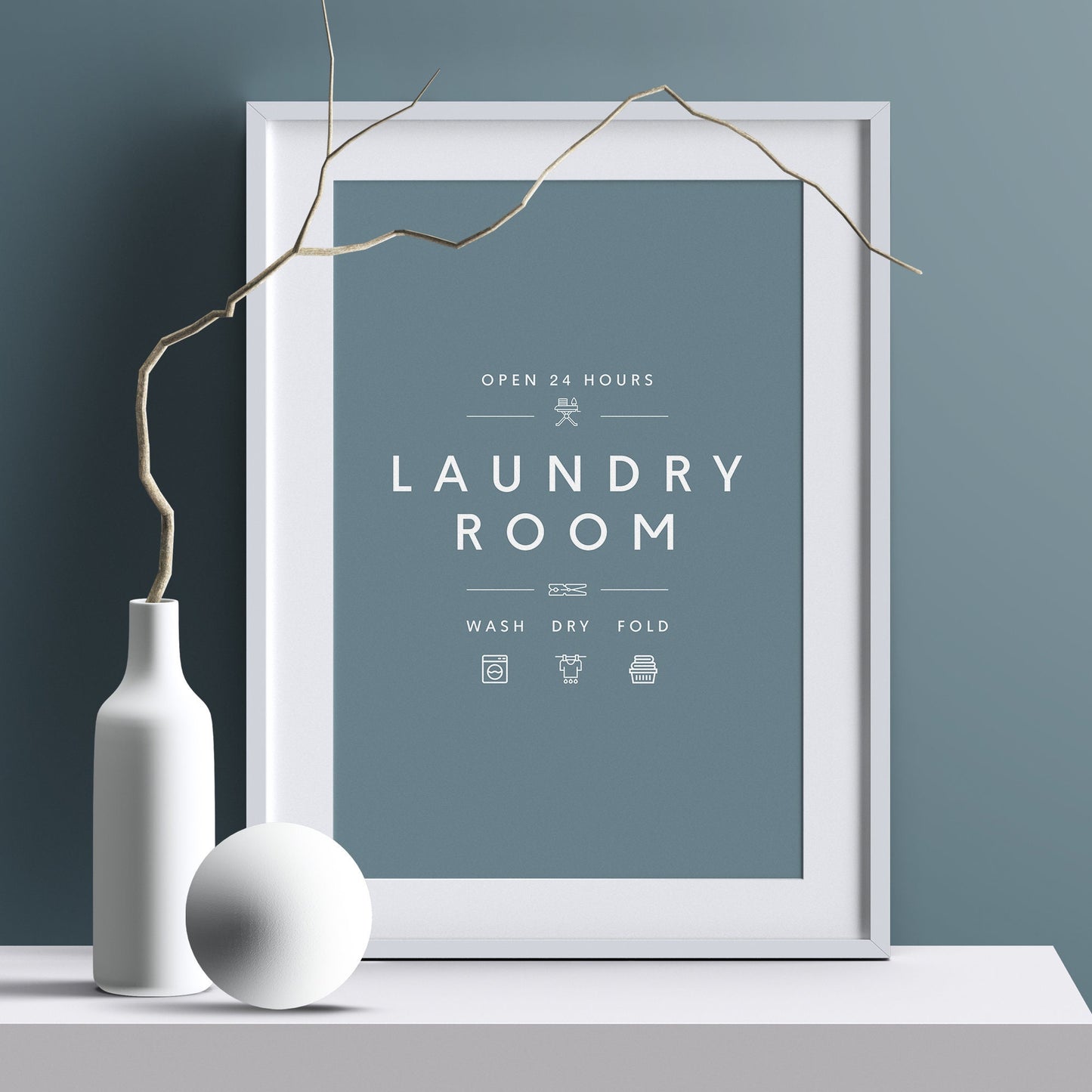 Laundry care symbol guide. Ideal gift for housewarming. Complement your minimalist house decoration with this handy guide for laundry. Frame for laundry room. Poster for laundrette. Black and white picture for bathroom. Cloth washing signs gift idea