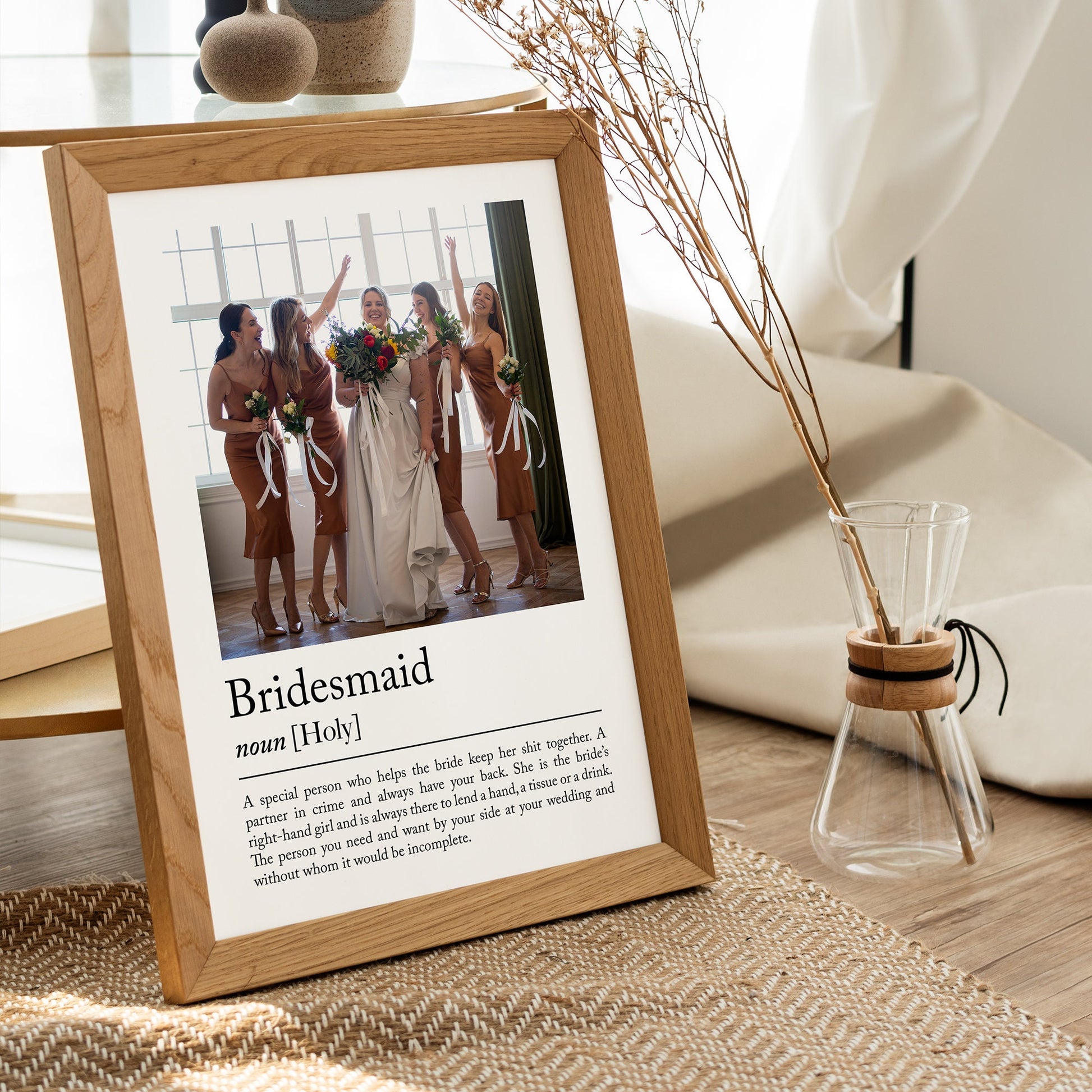 Bridesmaid Print, Bridesmaid Gift, Maid of Honour, Thank You Gift, Wedding Thank you, Best Friend Gift, Personalised Gift, Personalised Photo, Definition Print, Gift Idea, Gift for Girlfriend, Personalised Photo, Minimalist Modern Print Art, wall art
