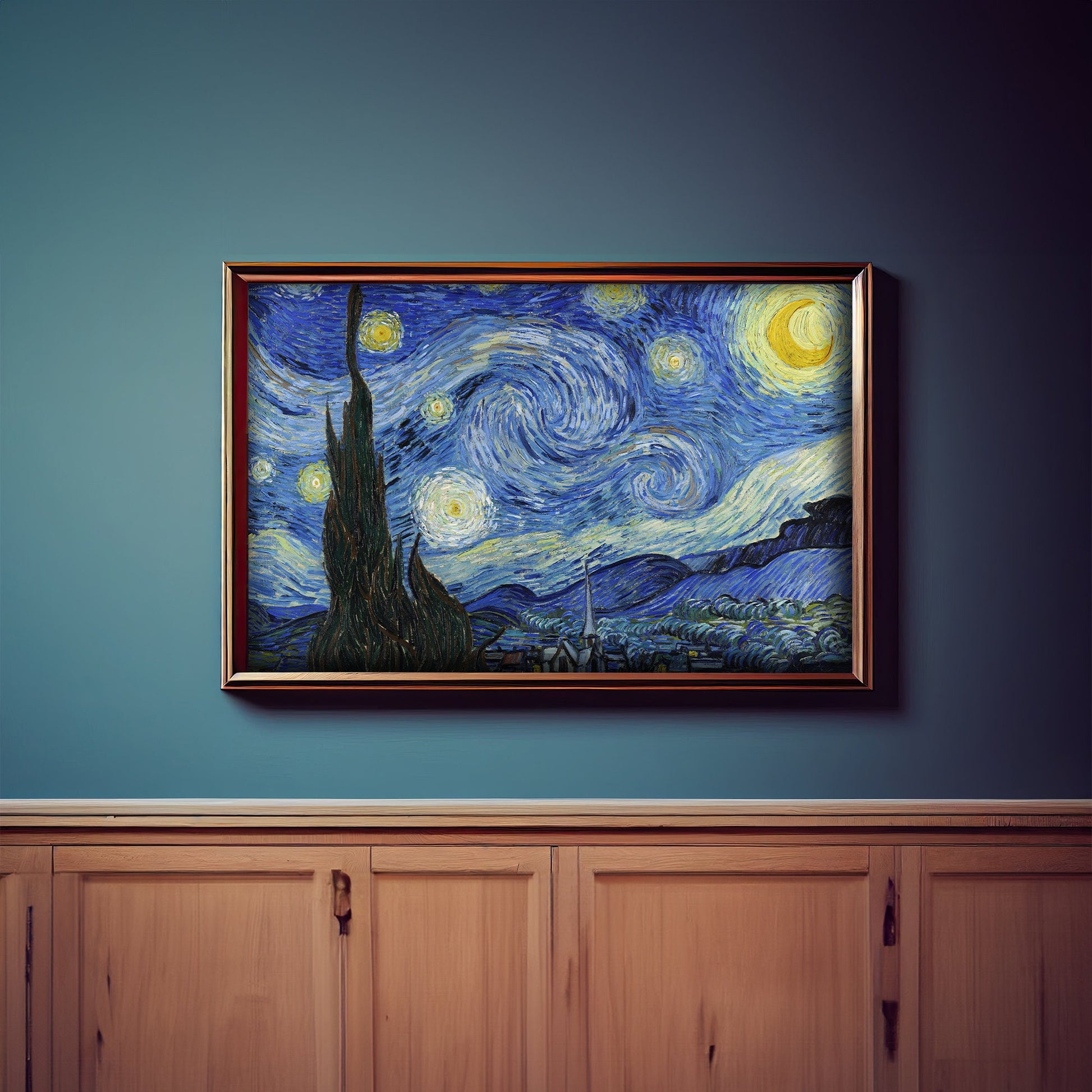 The Starry Night by Van Gogh Poster Print – Classic and famous vintage wall art, famous painting, Post-Impressionist, Home Decor Fine Arts, hand-picked timeless collection of classic paintings from Botticelli to Rembrandt