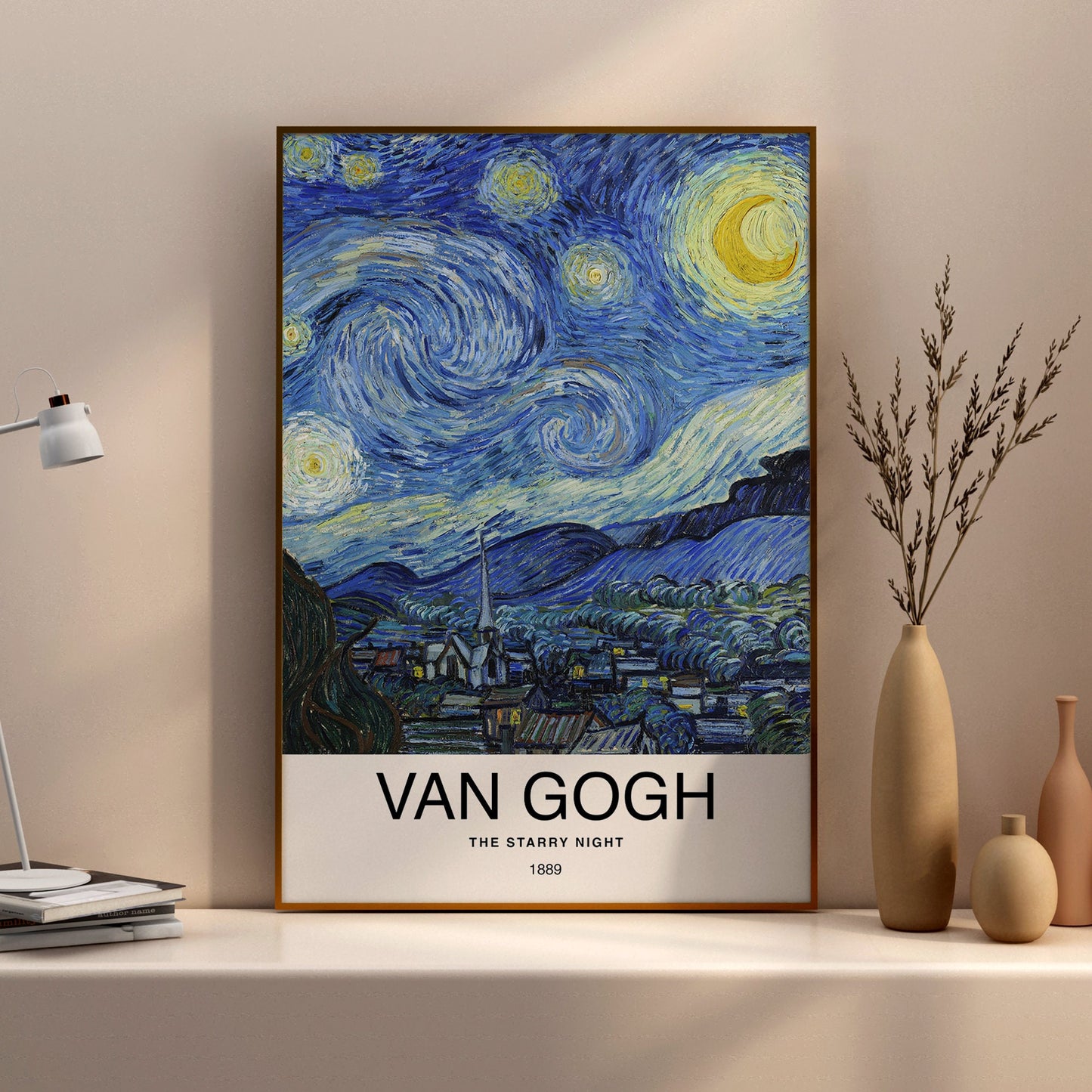 The Starry Night by Van Gogh Poster Print – Classic and famous vintage wall art, famous painting, Post-Impressionist, Home Decor Fine Arts, hand-picked timeless collection of classic paintings from Botticelli to Rembrandt