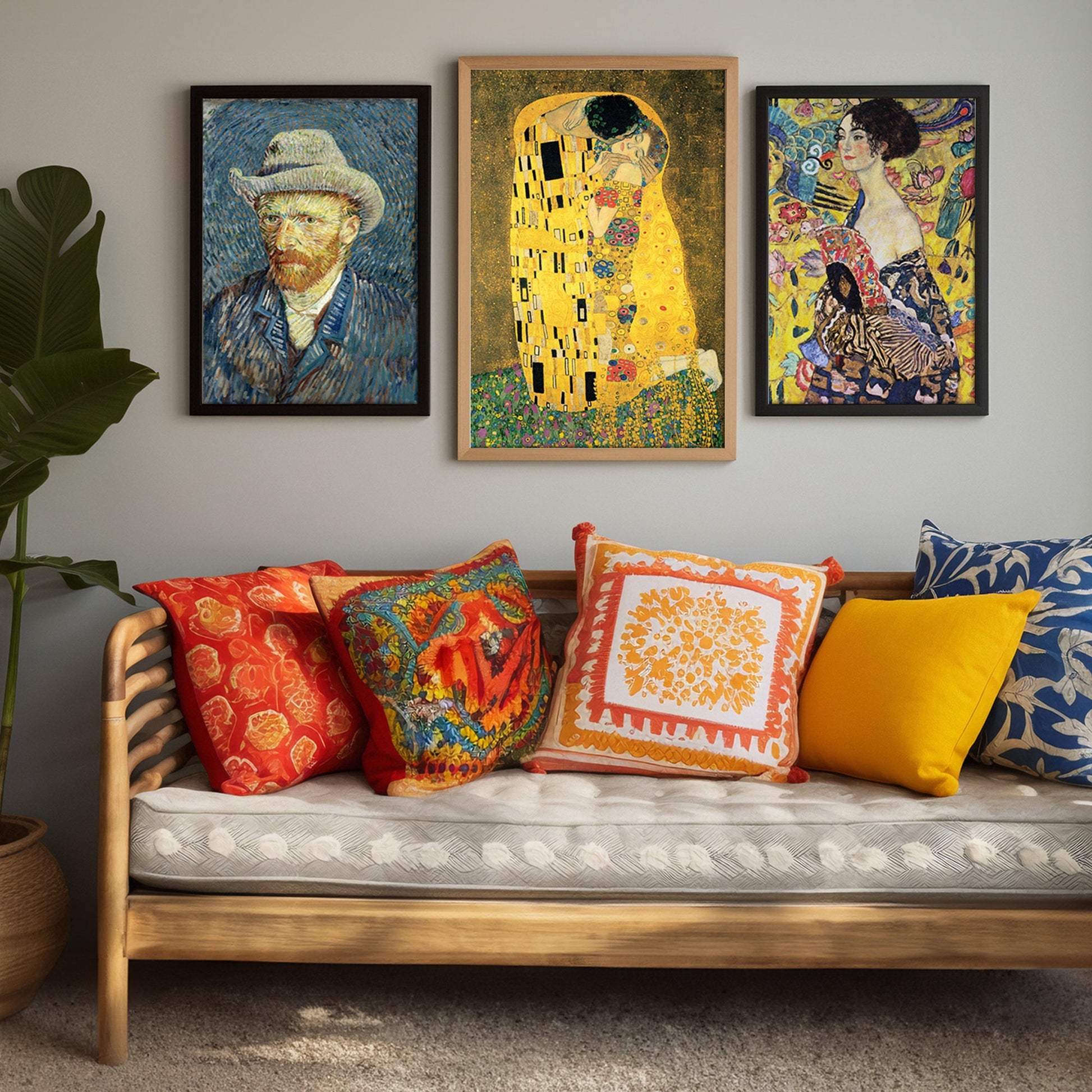 The kiss with fan by Klimt Poster Print – Classic and famous vintage wall art, famous painting, Post-Impressionist, Home Decor Fine Arts