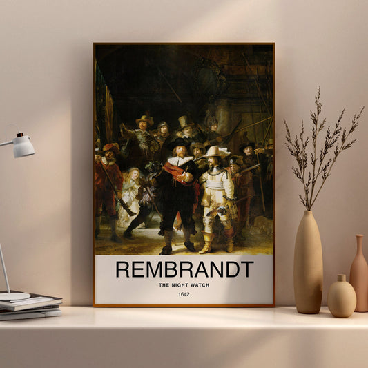 The Night Watch by Rembrandt Poster Print – Classic and famous vintage wall art, famous painting, Post-Impressionist, Home Decor Fine Arts