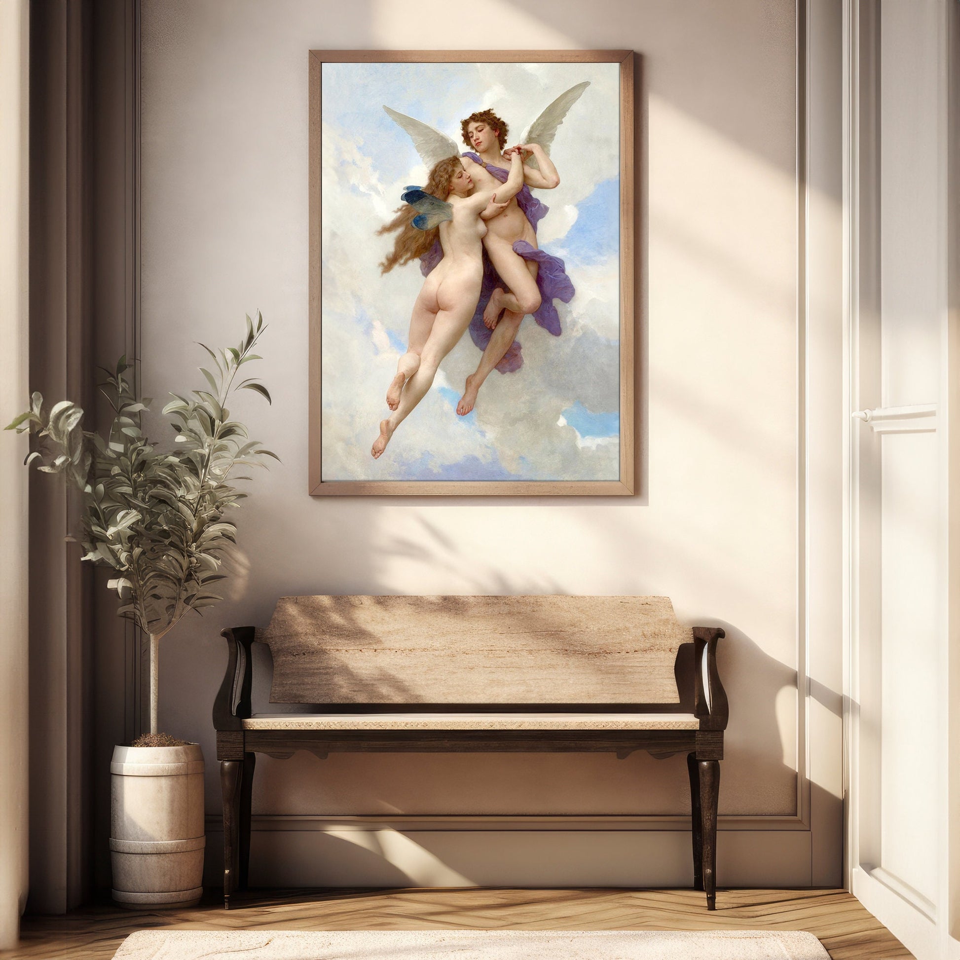 L&#39;Amour et Psyché by Bouguereau Poster Print – Classic and famous vintage wall art, famous painting, Home Decor Fine Art