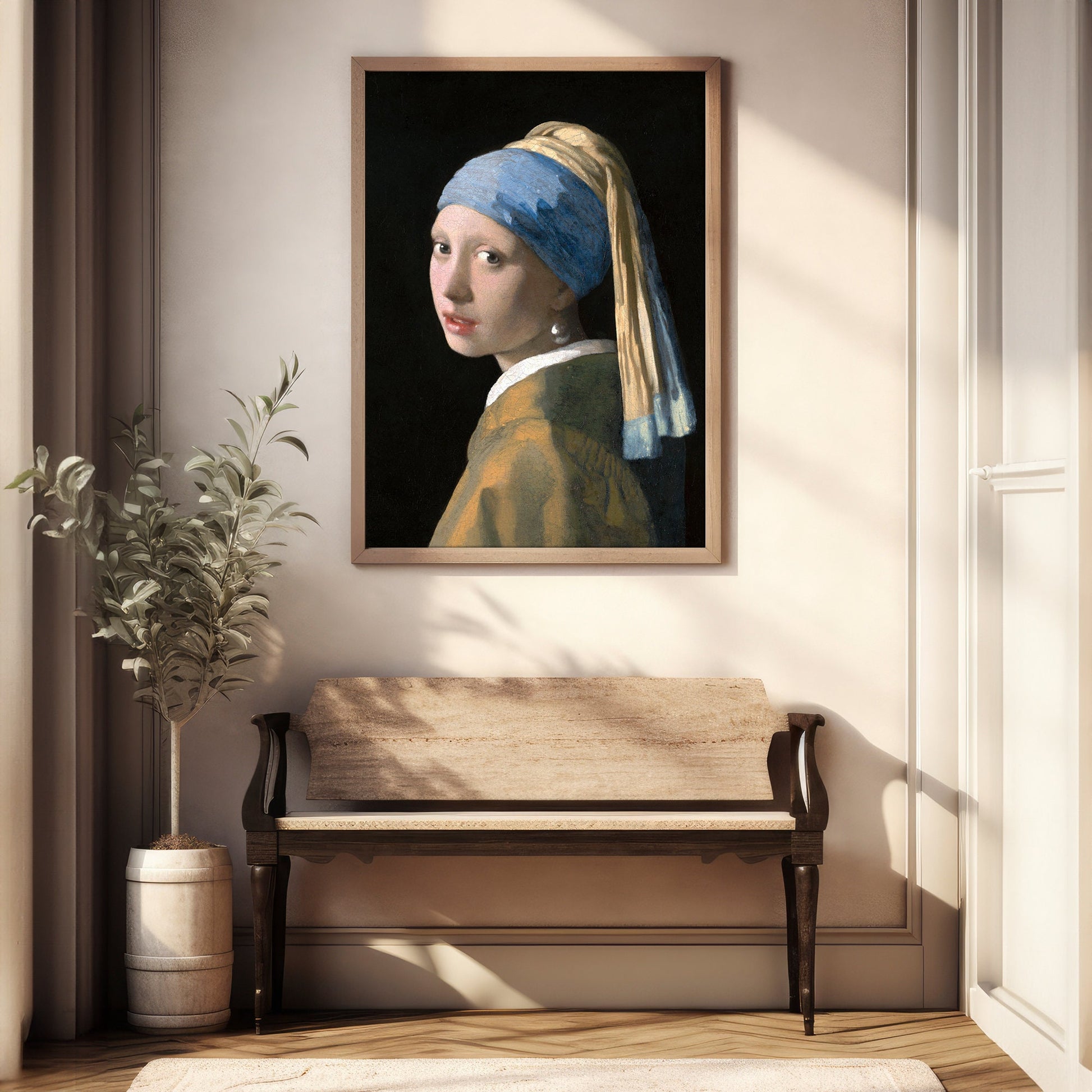 Girl with a Pearl Earring by Johannes Vermeer Poster Print – Classic and famous vintage wall art, famous painting, Home Decor Fine Arts