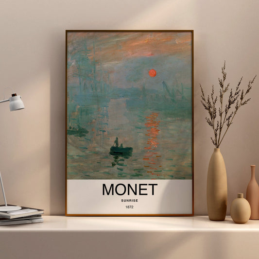 Sunrise by Claude Monet Poster Print – Classic and famous vintage wall art, famous painting, Impressionism, Home Decor Fine Art