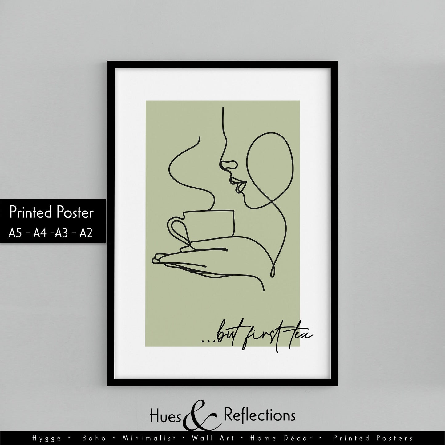 But first tea, Kitchen wall decor, Coffee and Tea print, Prints for Kitchen, Minimalist line art, Gift for tea lovers, Dinning room wall frame