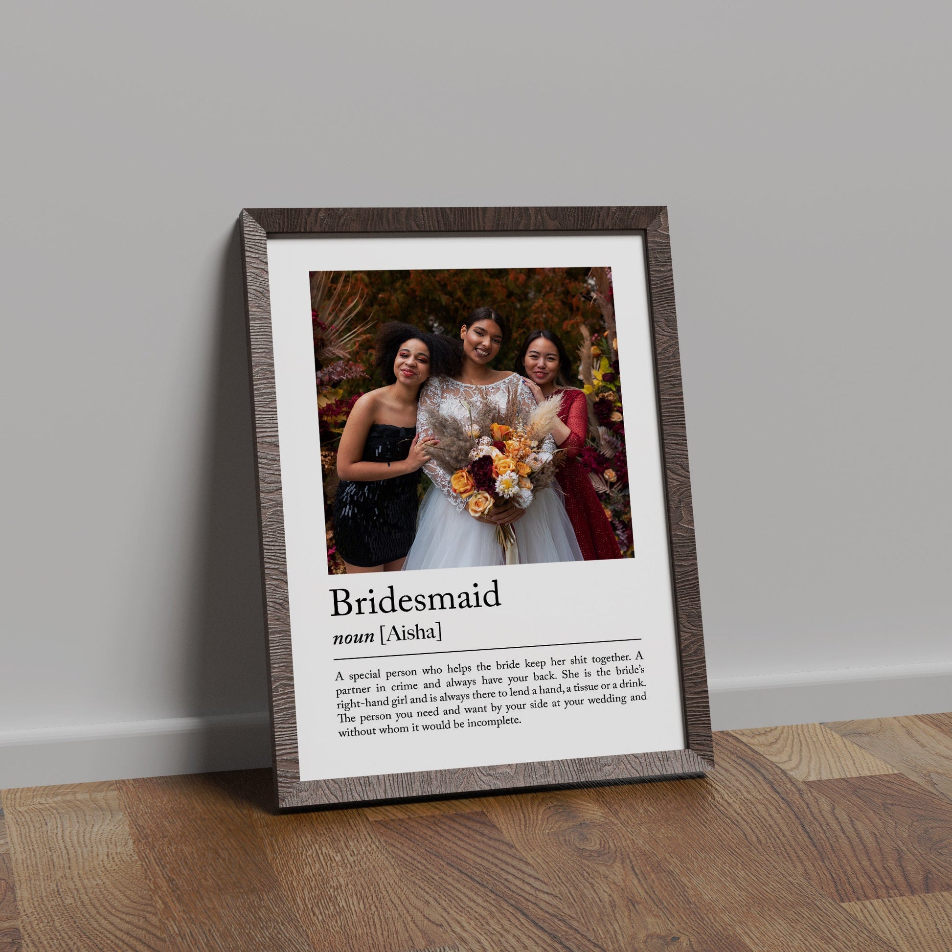 Bridesmaid Print, Bridesmaid Gift, Maid of Honour, Thank You Gift, Wedding Thank you, Best Friend Gift, Personalised Gift, Personalised Photo, Definition Print, Gift Idea, Gift for Girlfriend, Personalised Photo, Minimalist Modern Print Art, wall art
