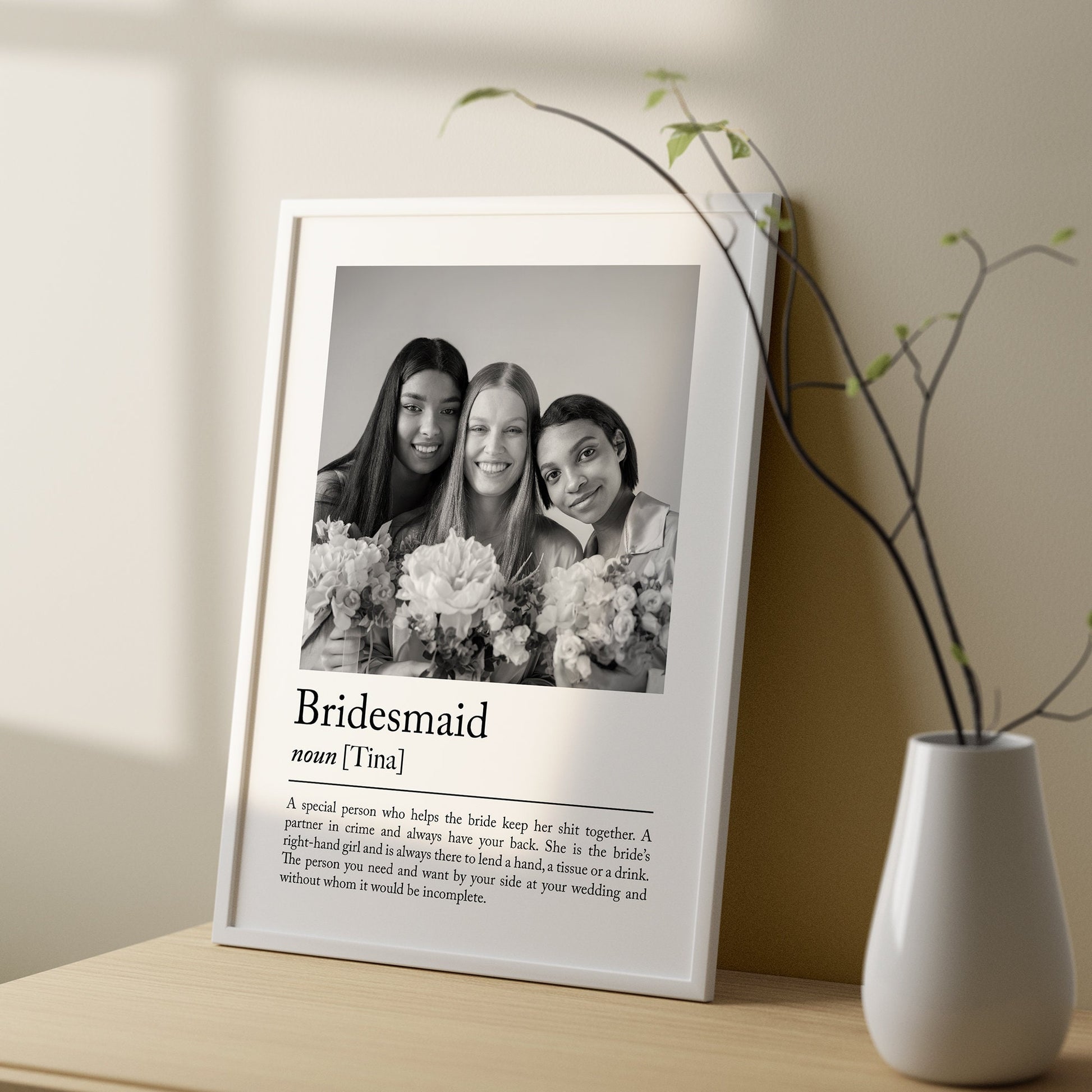 Bridesmaid Print, Bridesmaid Gift, Maid of Honour, Thank You Gift, Wedding Thank you, Best Friend Gift, Personalised Gift, Personalised Photo, Definition Print, Gift Idea, Gift for Girlfriend, Personalised Photo, Minimalist Modern Print Art, wall art