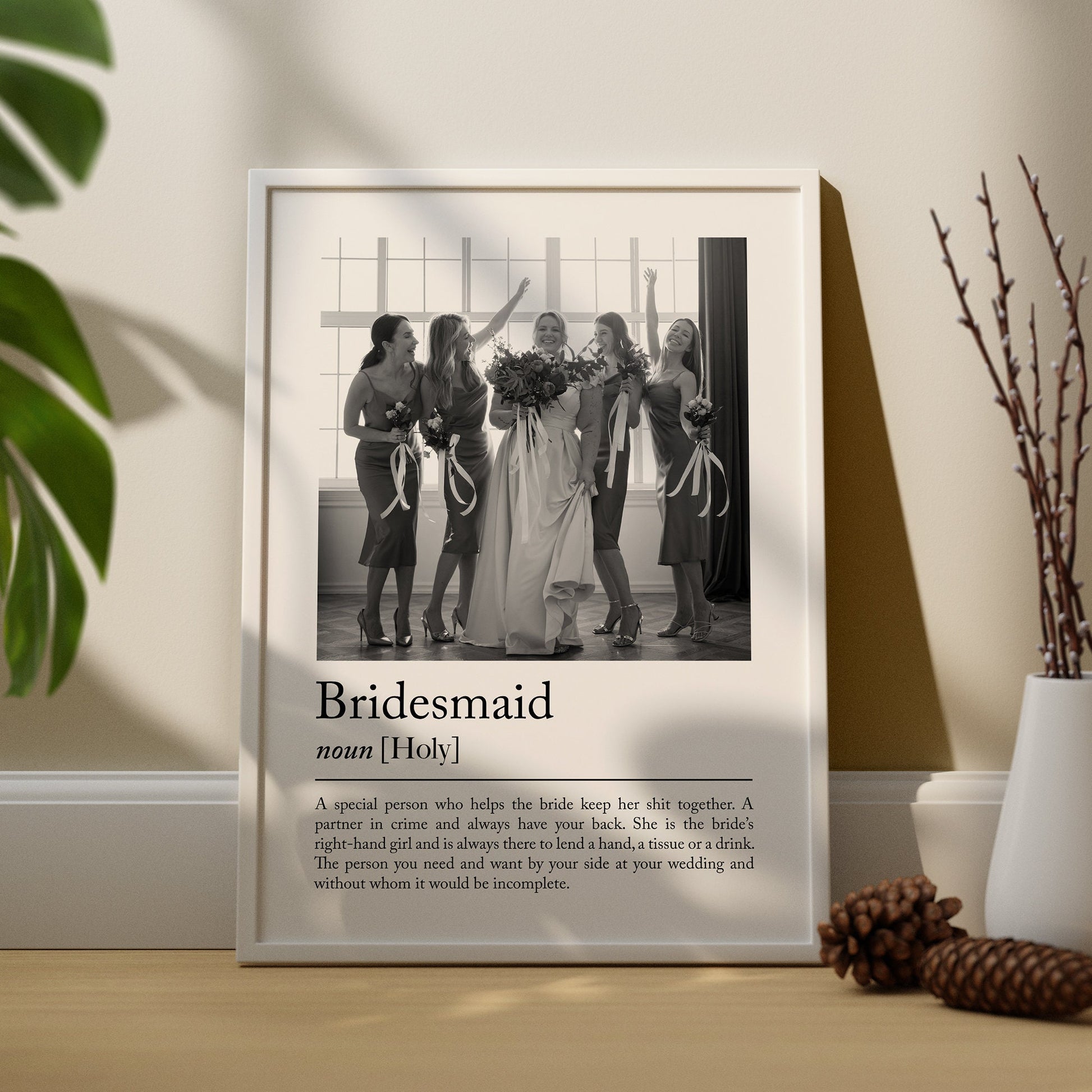 Bridesmaid Print, Bridesmaid Gift, Maid of Honour, Thank You Gift, Wedding Thank you, Best Friend Gift, Personalised Gift, Personalised Photo, Definition Print, Gift Idea, Gift for Girlfriend, Personalised Photo, Minimalist Modern Print Art, wall art
