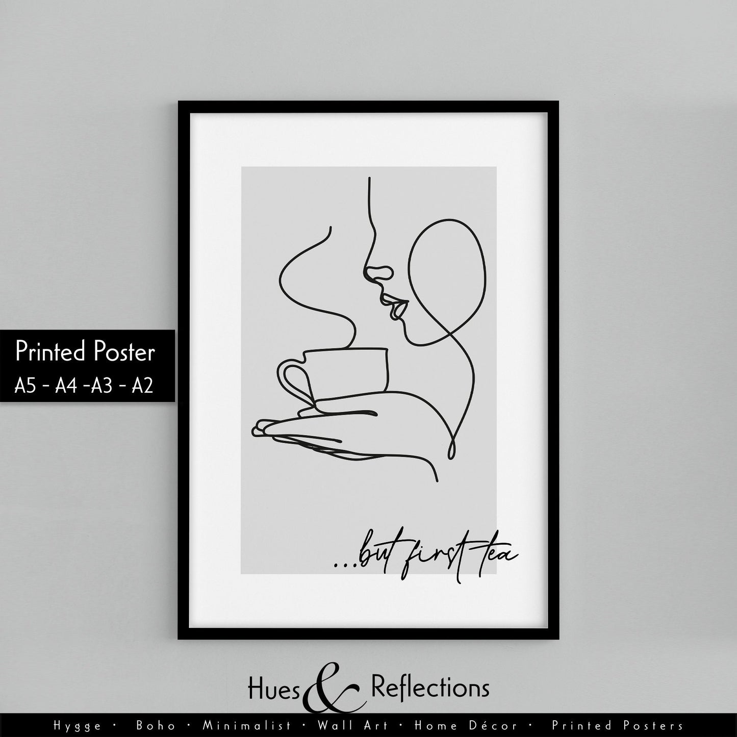 But first tea, Kitchen wall decor, Coffee and Tea print, Prints for Kitchen, Minimalist line art, Gift for tea lovers, Dinning room wall frame