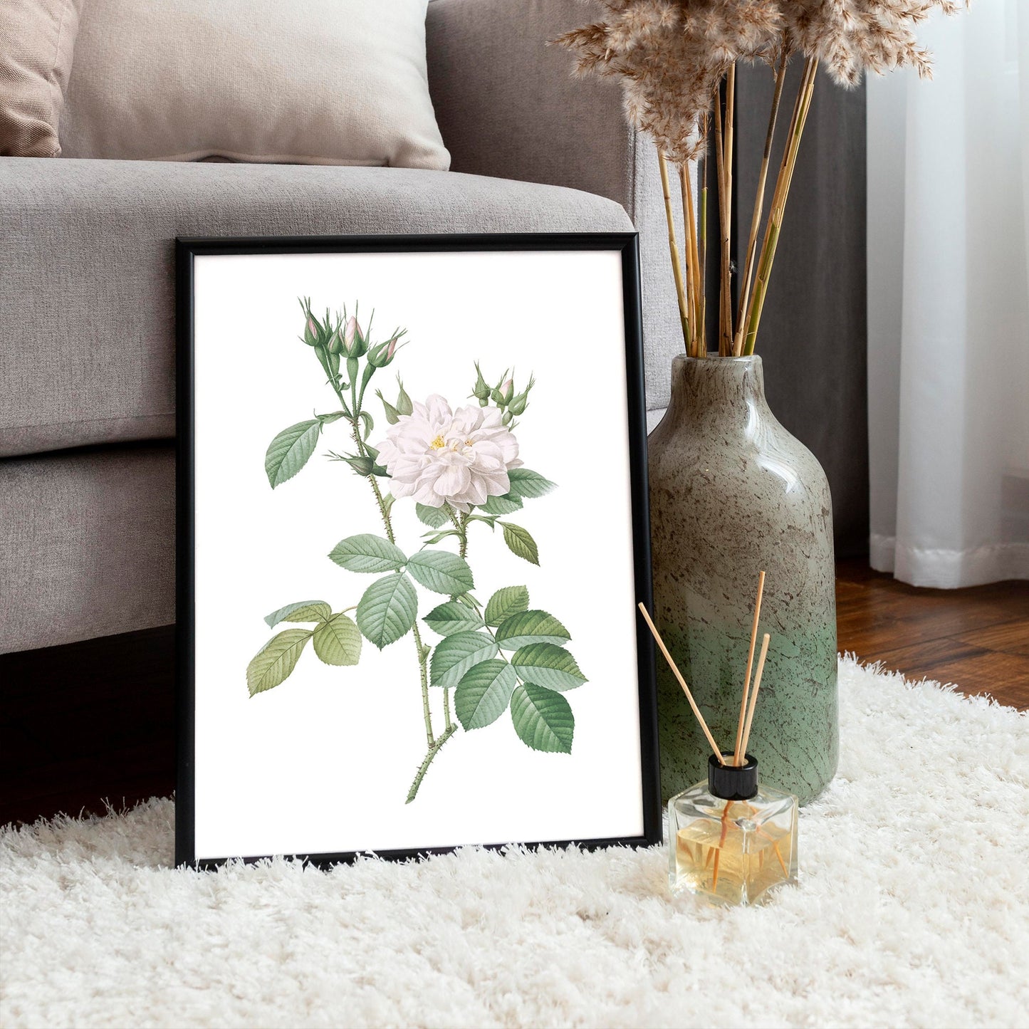 Set of 3 Flowers Prints – Roses wall art, Damask roses, Neutral prints for wall, Bedroom wall prints, Gift for mum, Housewarming gift idea