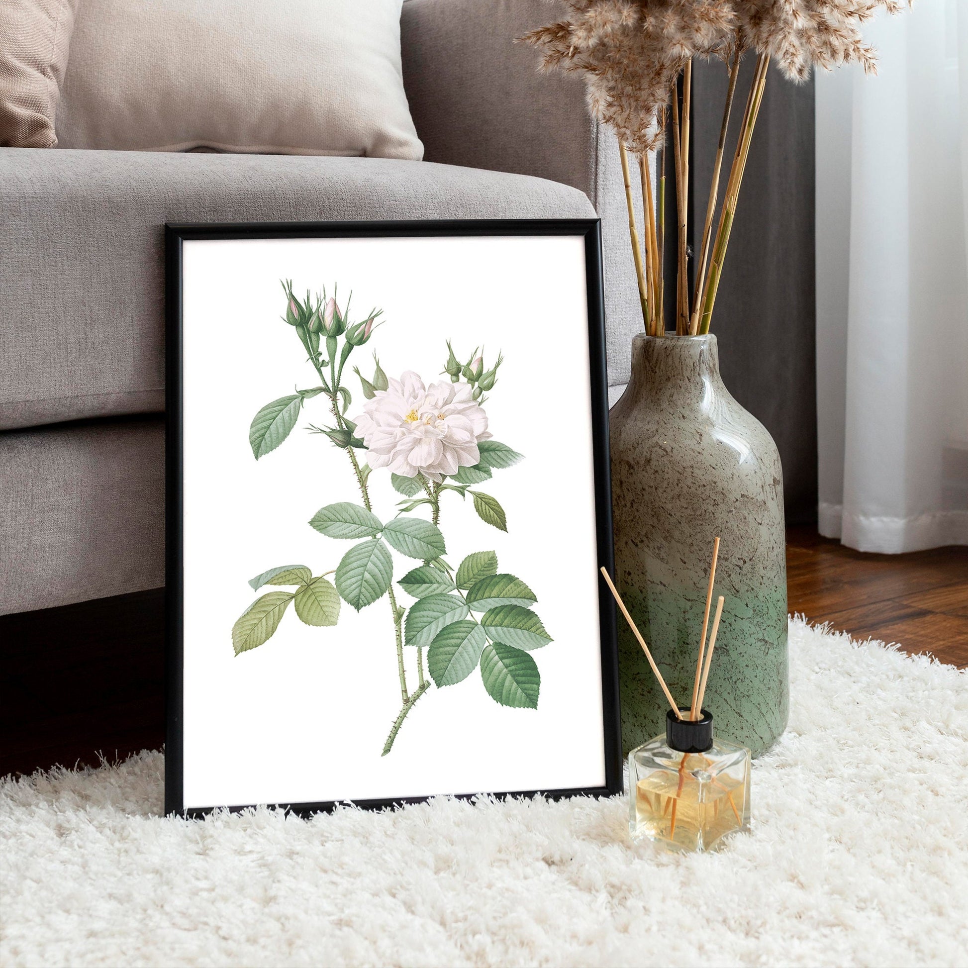 Set of 3 Flowers Prints – Roses wall art, Damask roses, Neutral prints for wall, Bedroom wall prints, Gift for mum, Housewarming gift idea