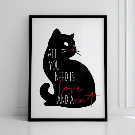 Cat Lover Prints, Cat Mum Gift Idea, Animal Picture, Cat Prints, Gift For Cat Sitter, Black Cat Poster, Gift For Wife, Mother’s Day, Scandi Print, Cat Mum Definition