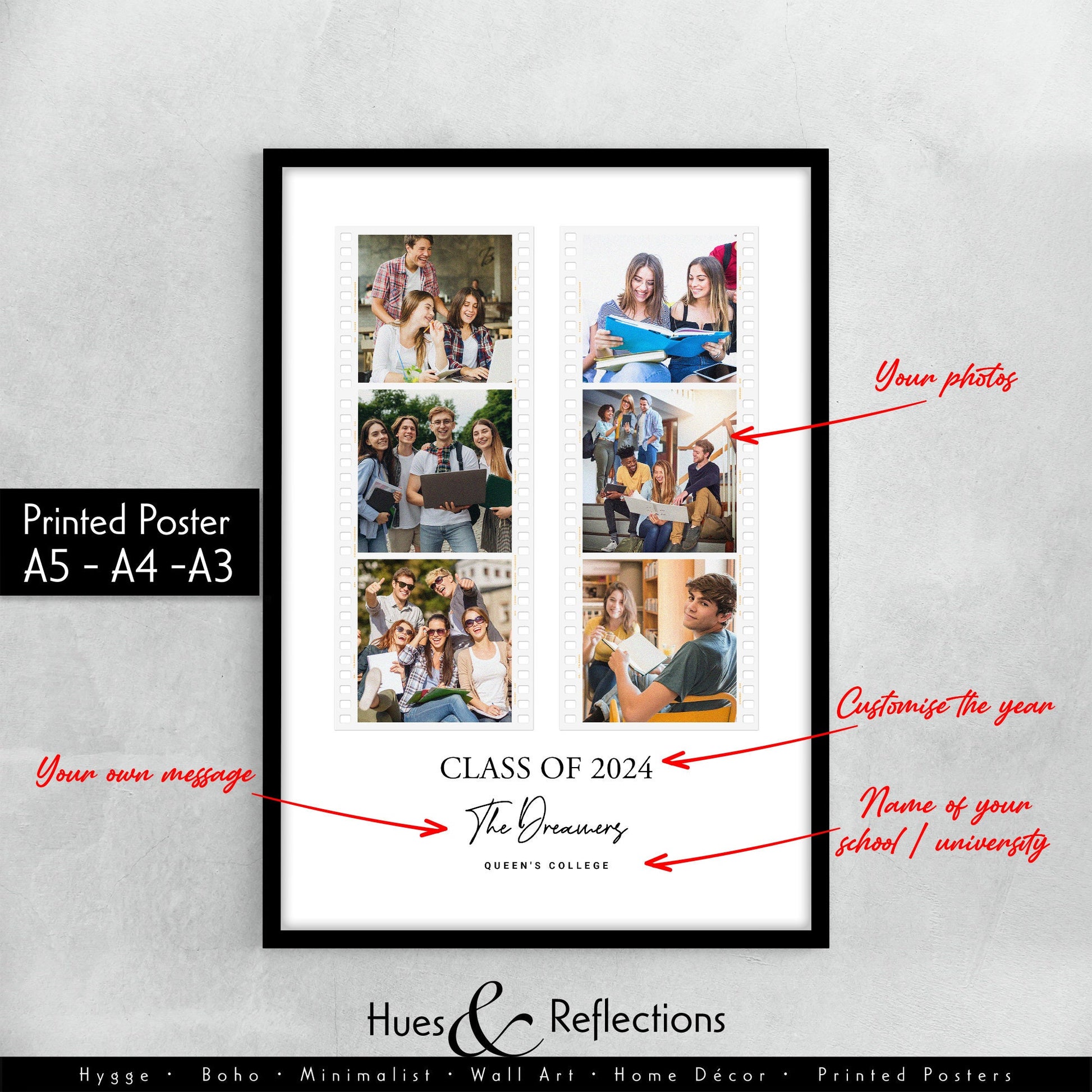 Personalised School Leavers, Graduation, End of Year Photo Print – Graduation photo print, Classmates gift idea, Teacher appreciation gift