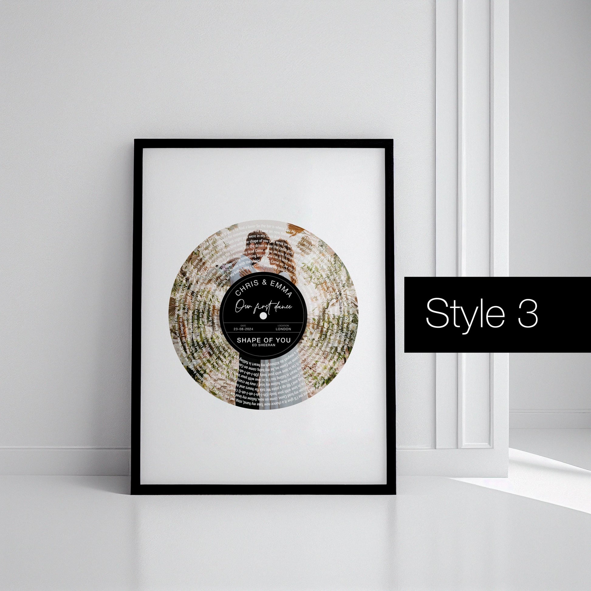 Personalised Photo Vinyl Lyrics Print, Custom Wedding Song Anniversary Gift for Her, Couple Music Gift, Song Lyric Print, First Dance Poster