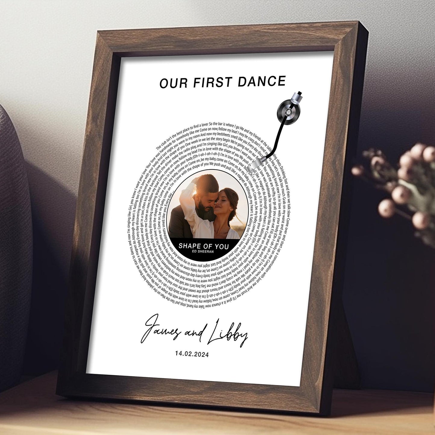 Personalised Photo Vinyl Lyrics Print, Custom Wedding Song Anniversary Gift for Her, Couple Music Gift, Song Lyric Print, First Dance Poster