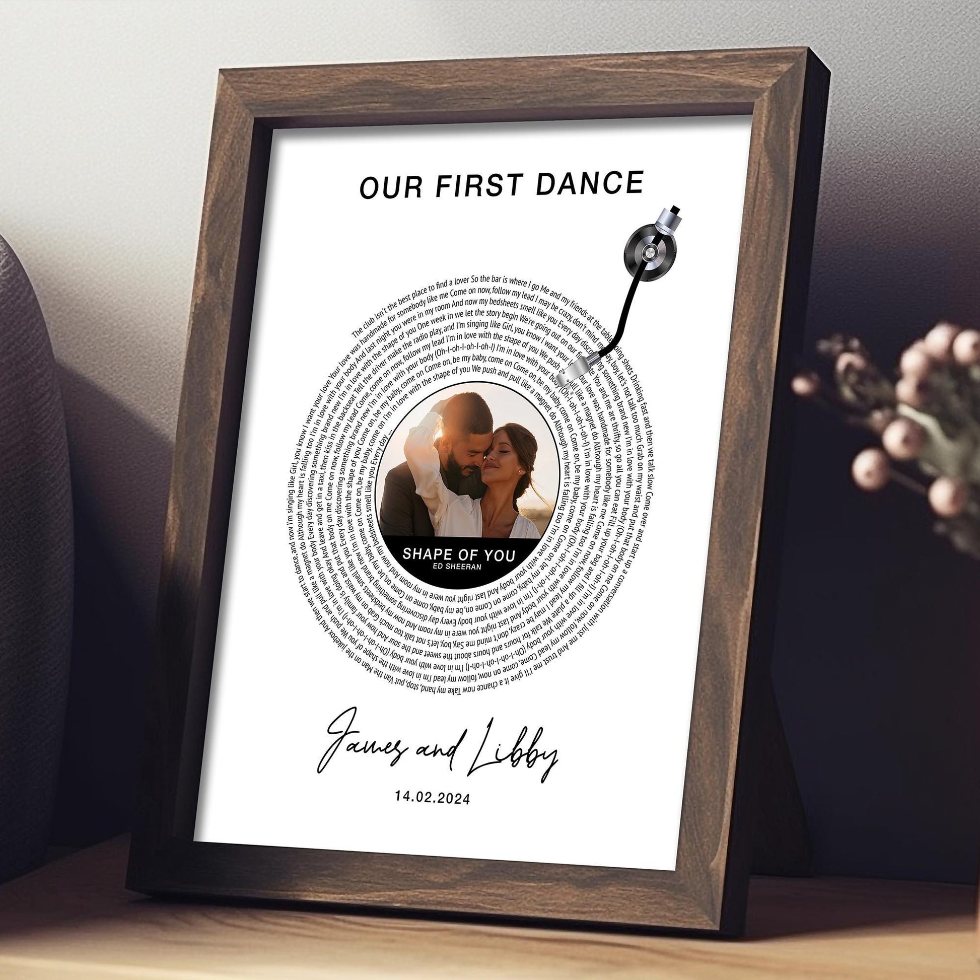 Personalised Photo Vinyl Lyrics Print, Custom Wedding Song Anniversary Gift for Her, Couple Music Gift, Song Lyric Print, First Dance Poster