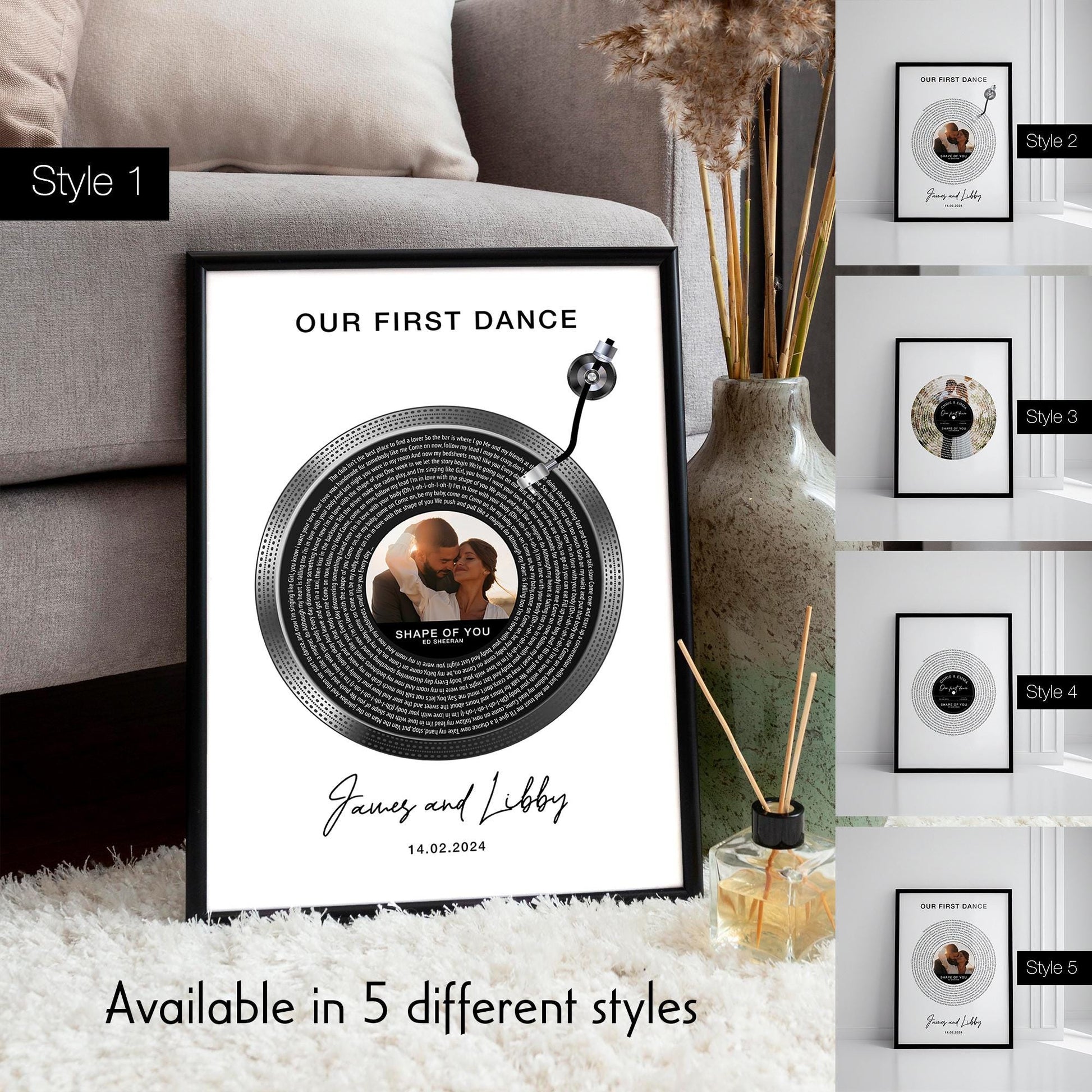 Personalised Photo Vinyl Lyrics Print, Custom Wedding Song Anniversary Gift for Her, Couple Music Gift, Song Lyric Print, First Dance Poster