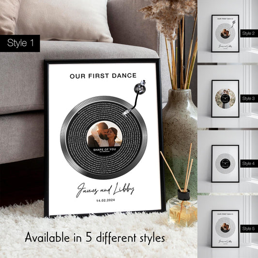 Personalised Photo Vinyl Lyrics Print, Custom Wedding Song Anniversary Gift for Her, Couple Music Gift, Song Lyric Print, First Dance Poster