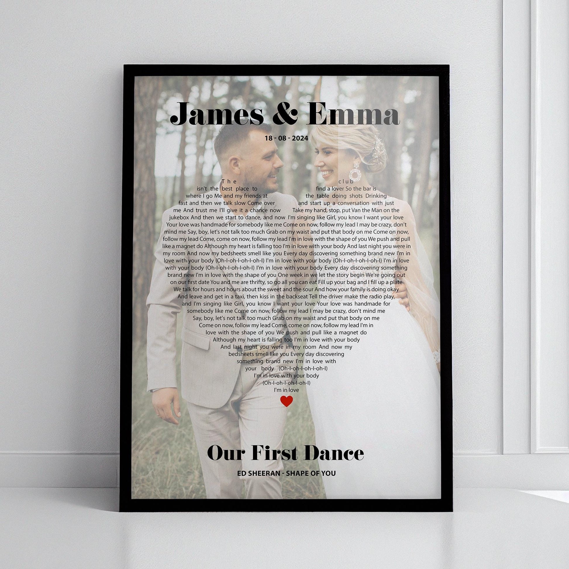 Personalised Heart Shape Song Lyrics Print, Anniversary photo song gift idea, First wedding anniversary gift for her, First dance song photo, Anniversary Gift, Paper Anniversary, Wedding Gift, First Dance, Heart Lyrics, Custom Lyrics Print, Our Song