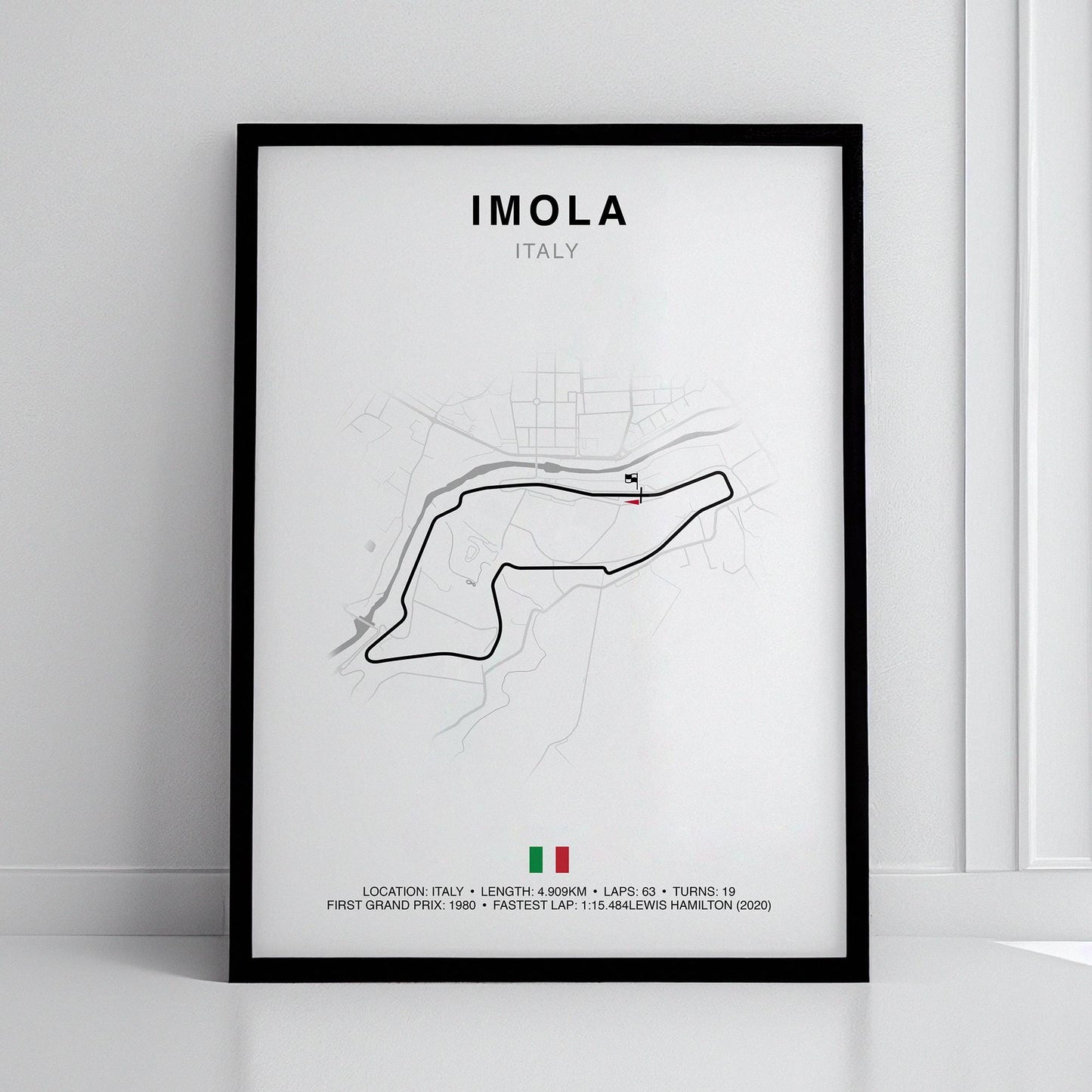 Imola Italian Grand Prix Circuit Print, Formula 1 Track Poster, Office wall art, Gifts for him, F1 race map frame, F1 Poster, Motor Sport