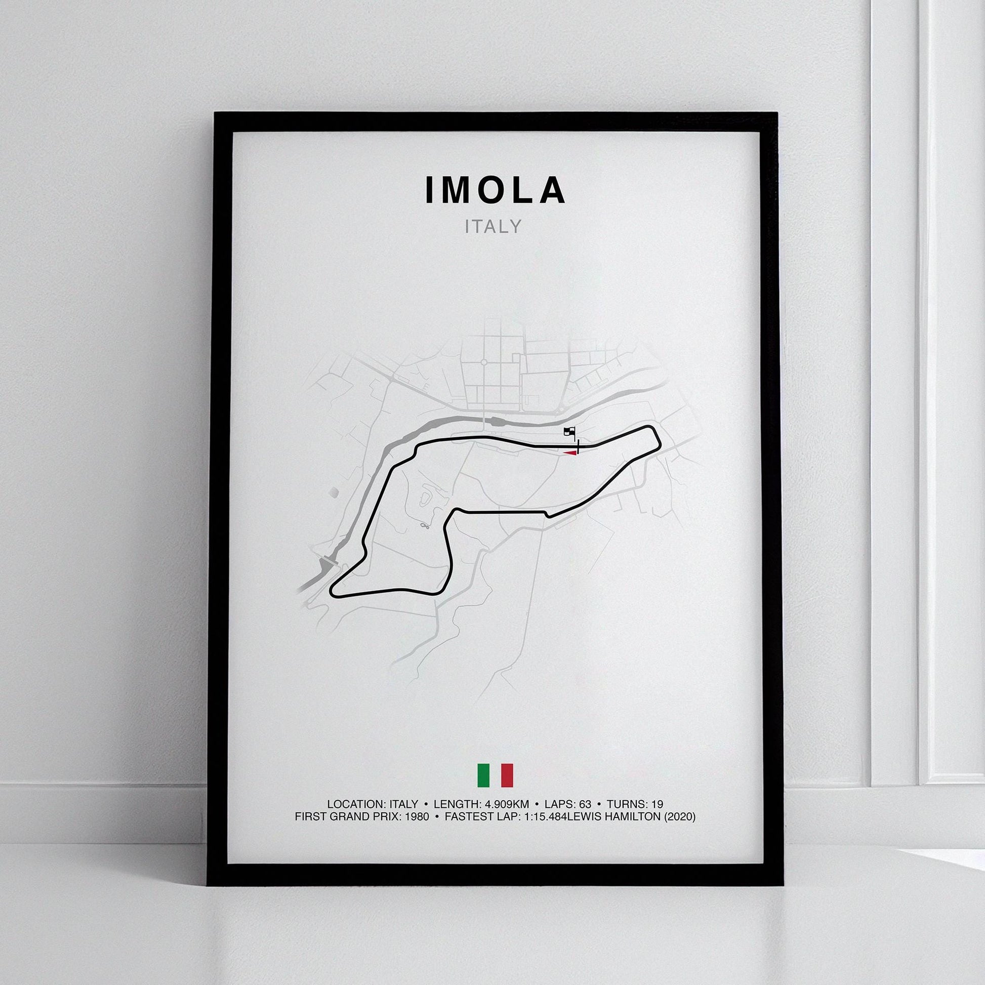 Imola Italian Grand Prix Circuit Print, Formula 1 Track Poster, Office wall art, Gifts for him, F1 race map frame, F1 Poster, Motor Sport