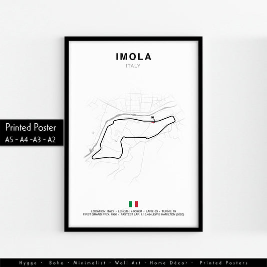 Imola Italian Grand Prix Circuit Print, Formula 1 Track Poster, Office wall art, Gifts for him, F1 race map frame, F1 Poster, Motor Sport