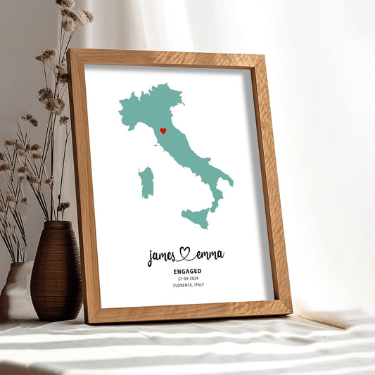 Personalised Map Print, Engagement location print, Wedding anniversary map print, Custom map print, Wedding, Gift for couple, Travel Map