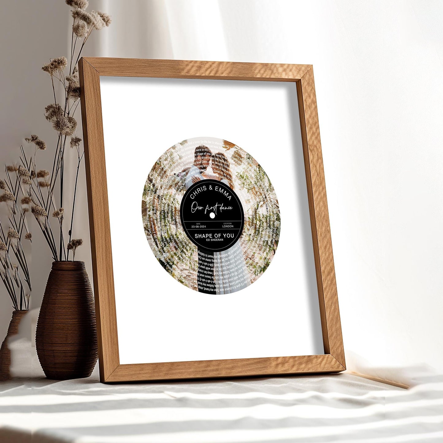 Personalised Photo Vinyl Lyrics Print, Custom Wedding Song Anniversary Gift for Her, Couple Music Gift, Song Lyric Print, First Dance Poster