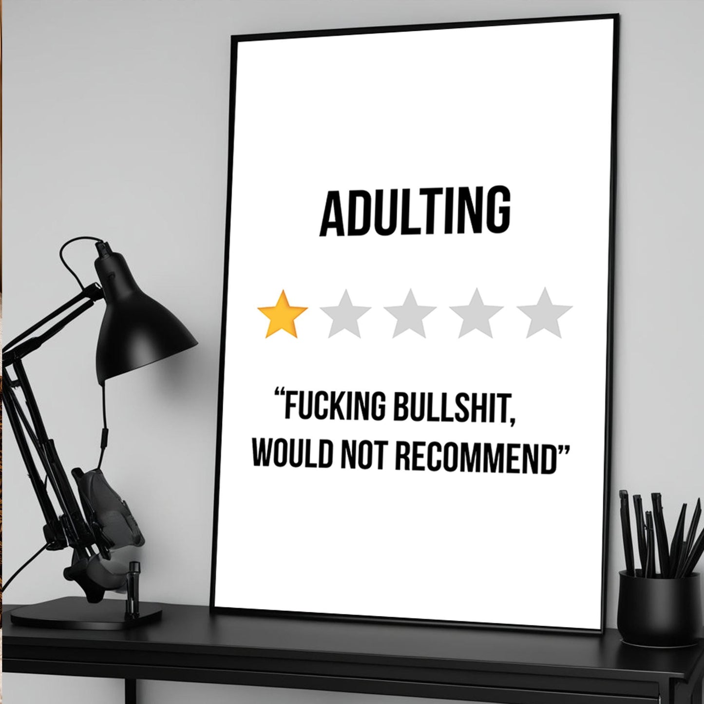 Adulting: Fucking Bullshit, Would not Recommend - Crude obscene but funny wall art print for minimalist home available, Funny Adulting Sign Preppy Quote Print Retro Typography Wall Art Crude Humour Statement Decor Trendy Dorm Framed Posters