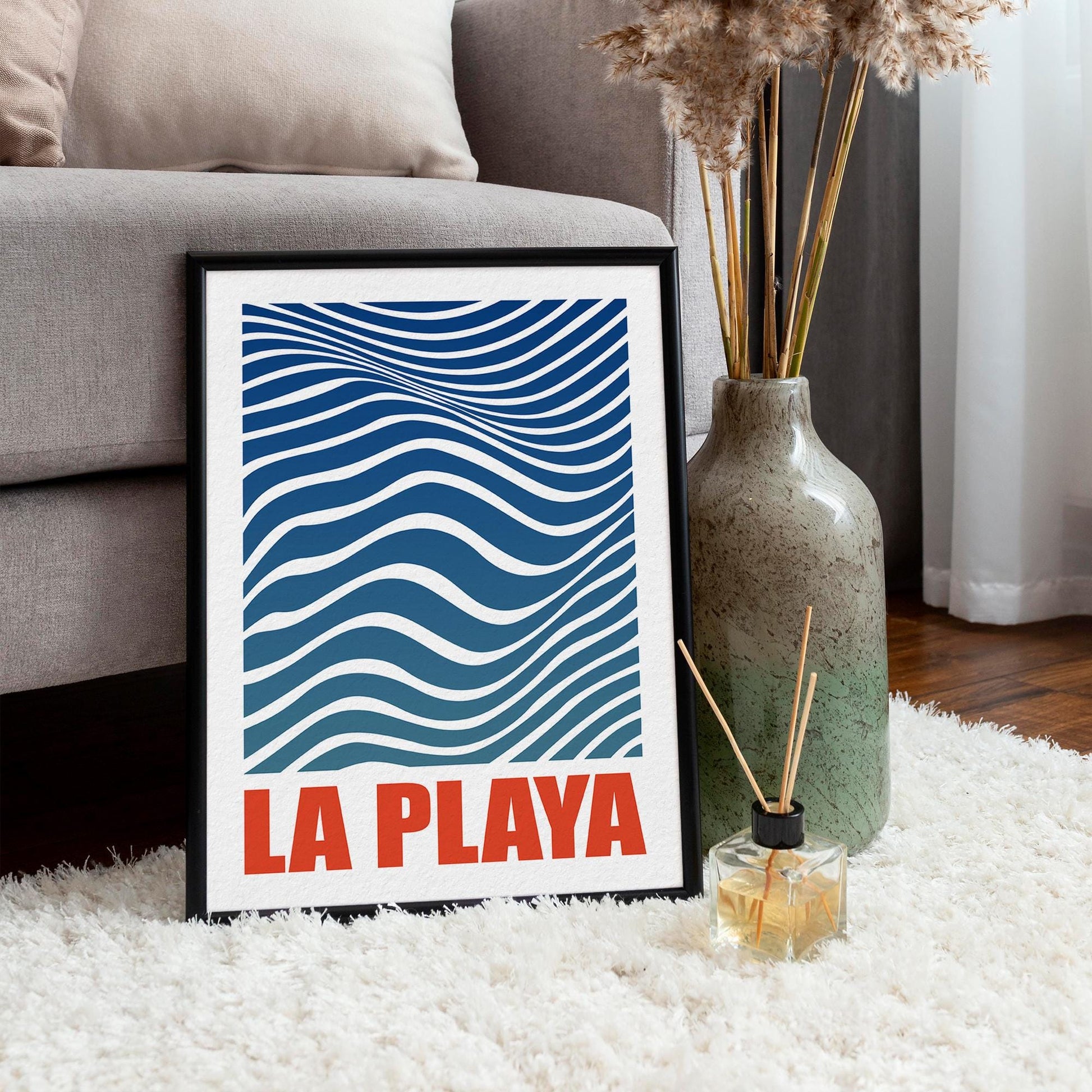 La Playa Poster - The Beach Poster, Retro Print, Summer Poster, Beach Print, Wave Home Decor, Minimalist, Holiday Vibe, Summer Nostalgic Art